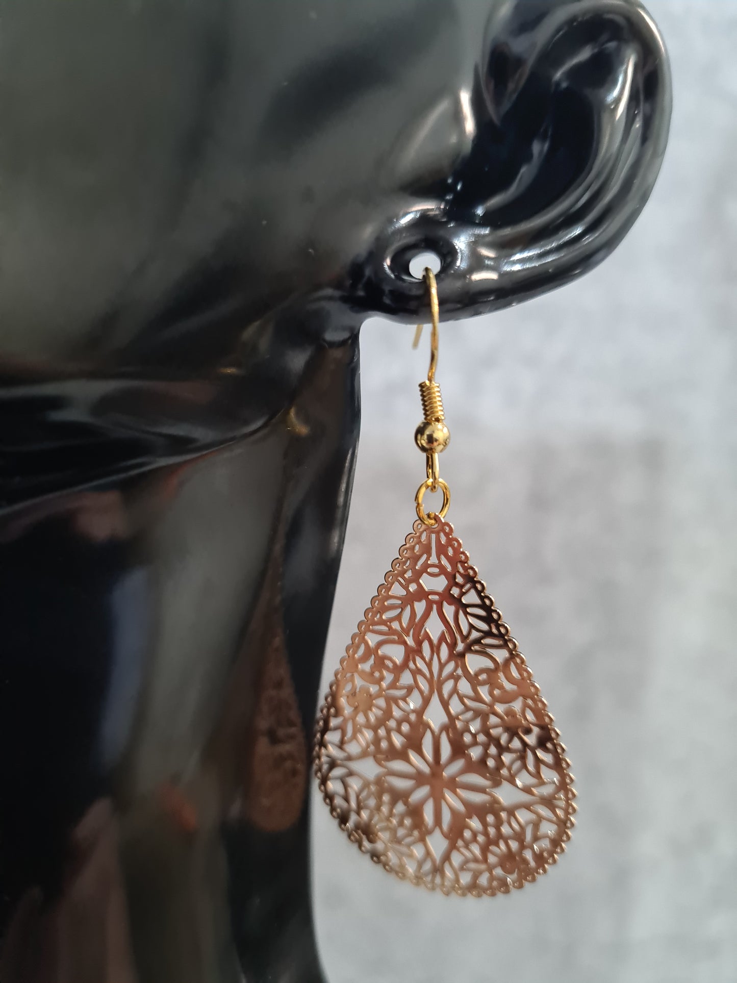 Teardrop Earrings, Gold, (Ball Stud/Shepherd Hook