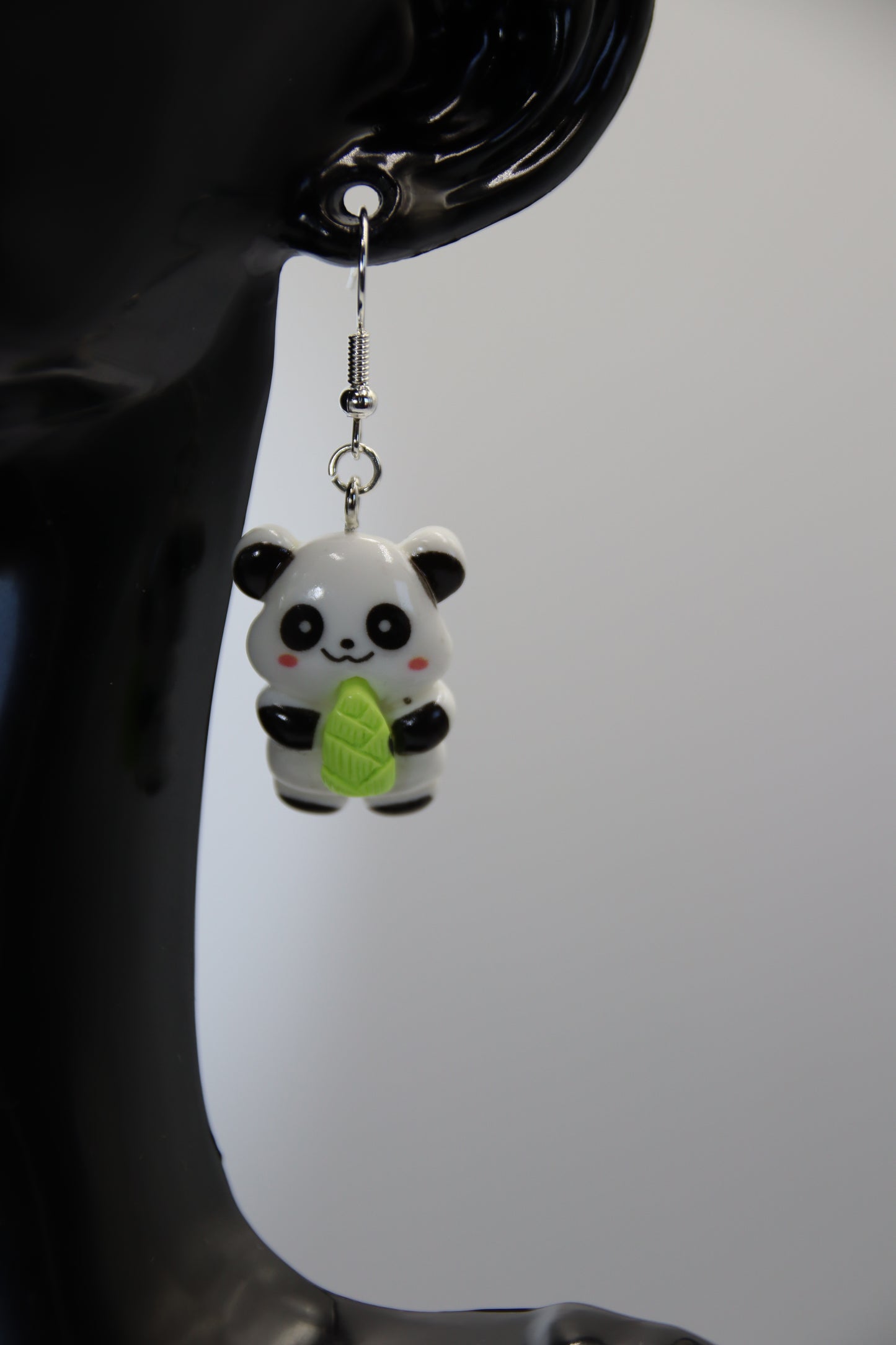 Panda Earrings, Silver