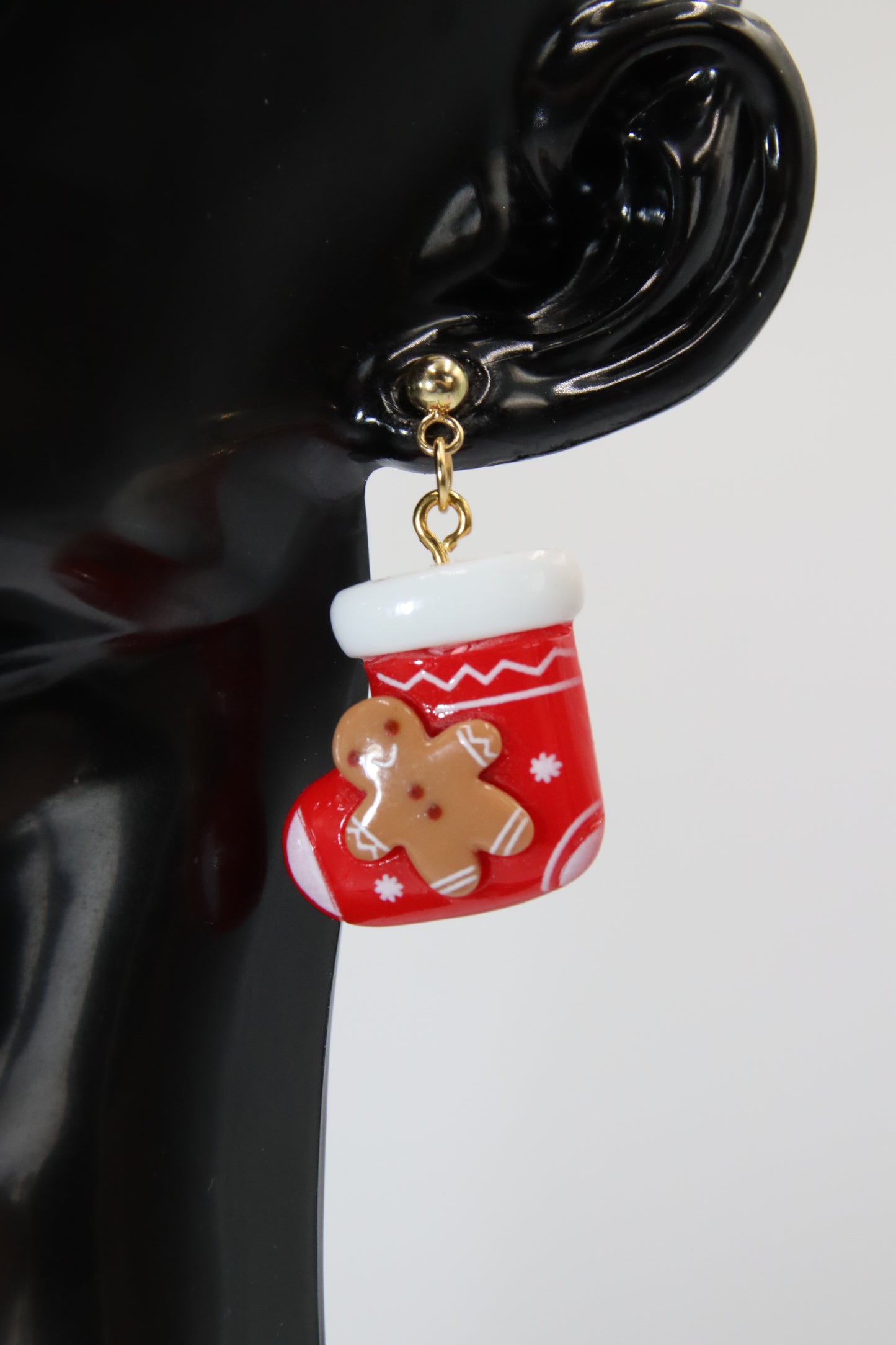 Gingerbread Man Socks Stud Earrings (Gold/Rose Gold/Silver)