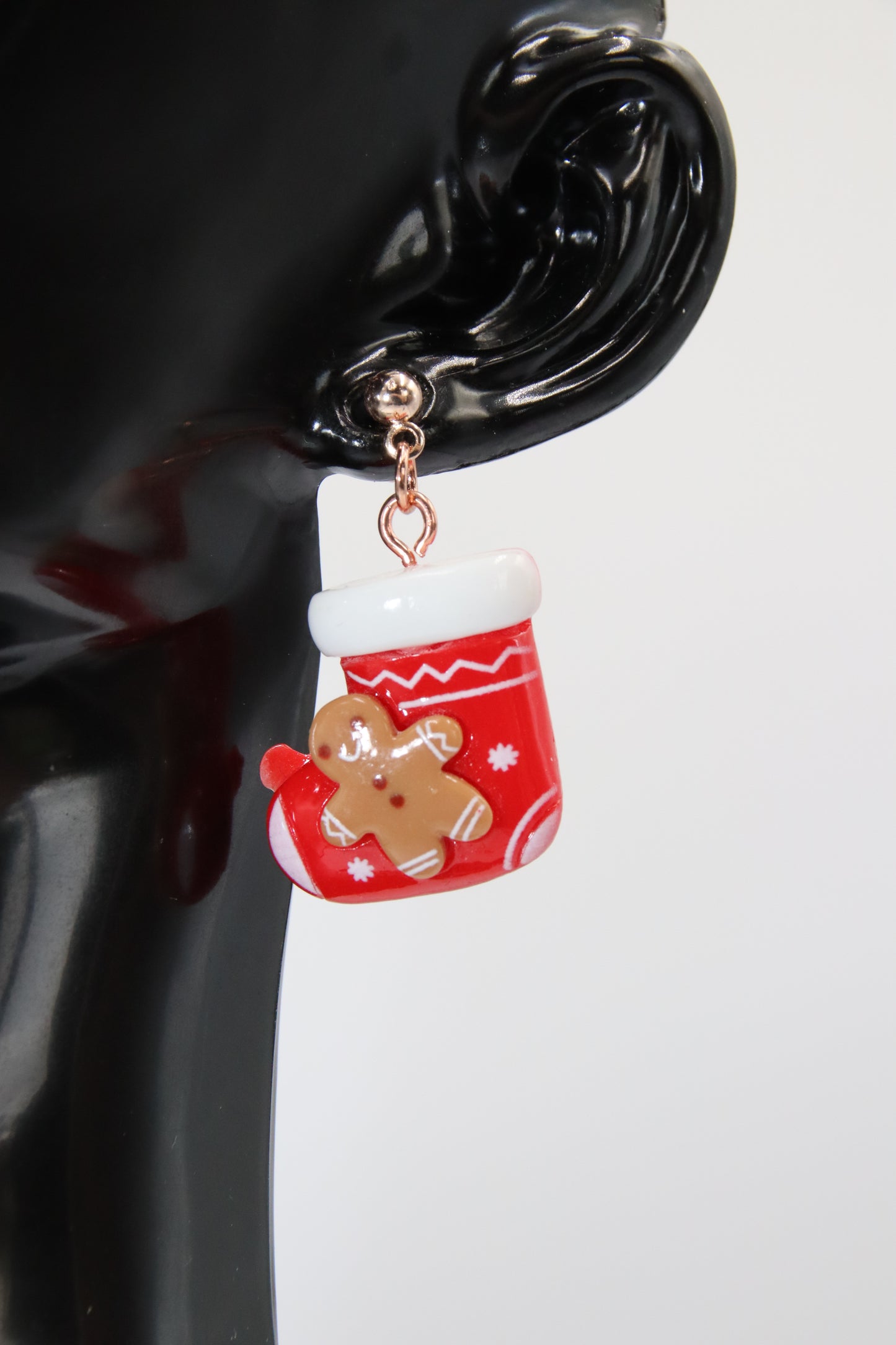 Gingerbread Man Socks Stud Earrings (Gold/Rose Gold/Silver)