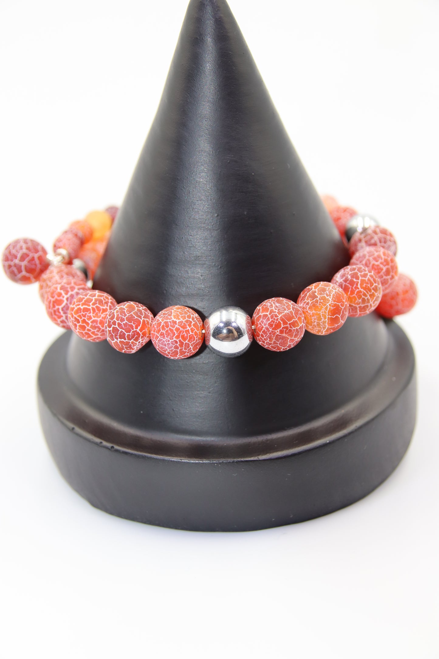 Red Cracked Agate Memory Bracelet