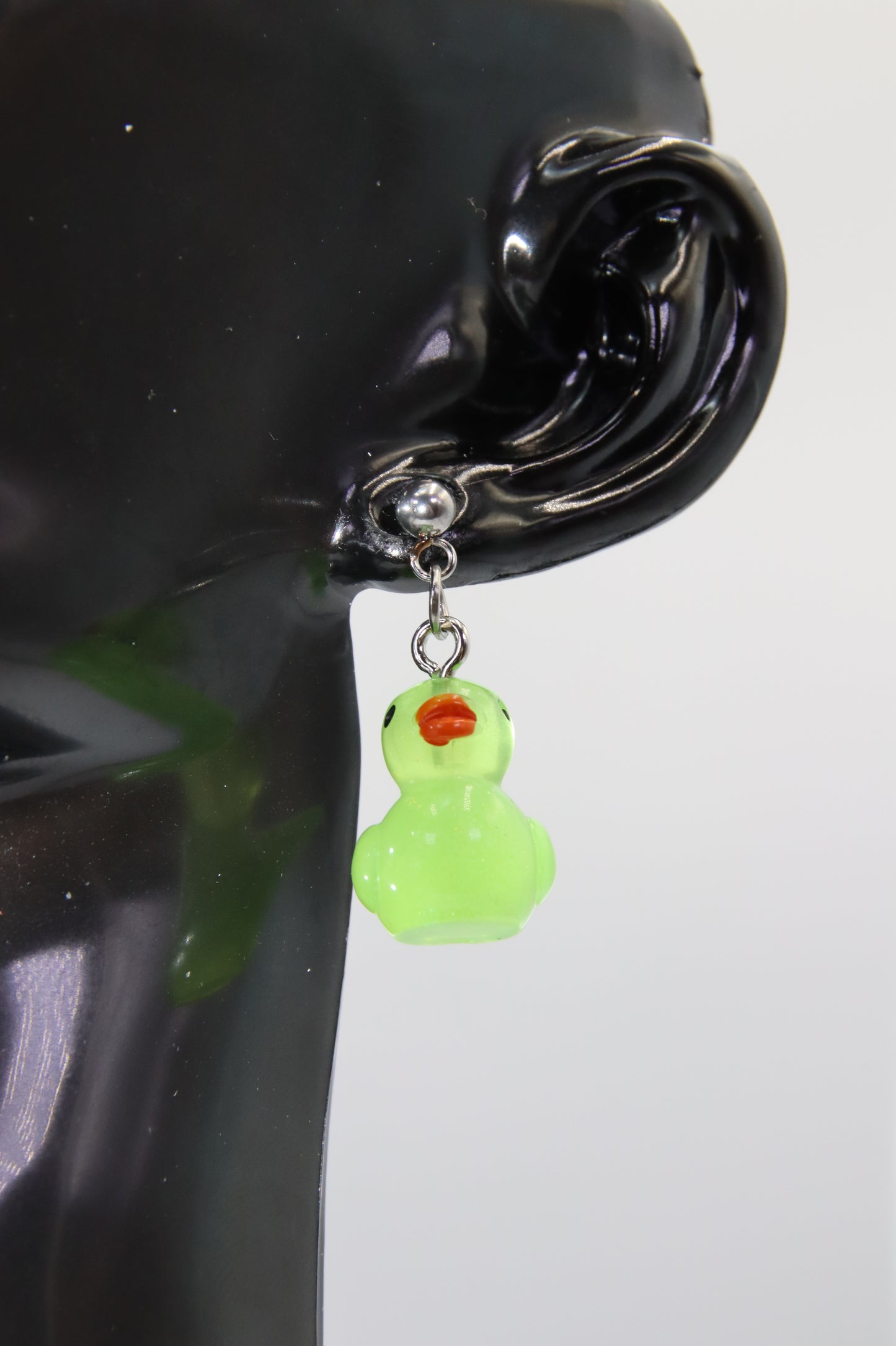 Luminous Duck Ball Stud Earrings, Silver