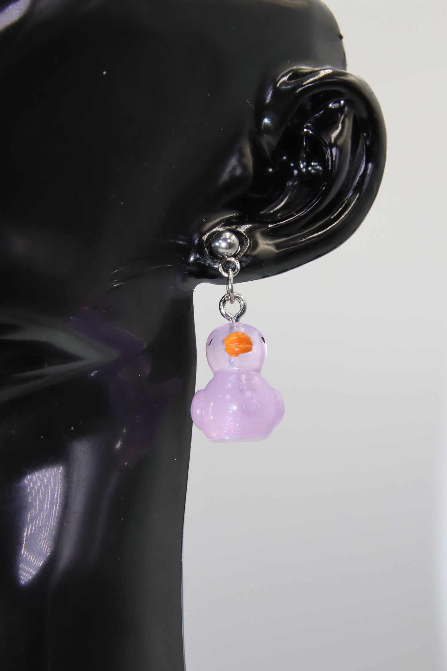 Luminous Duck Ball Stud Earrings, Silver