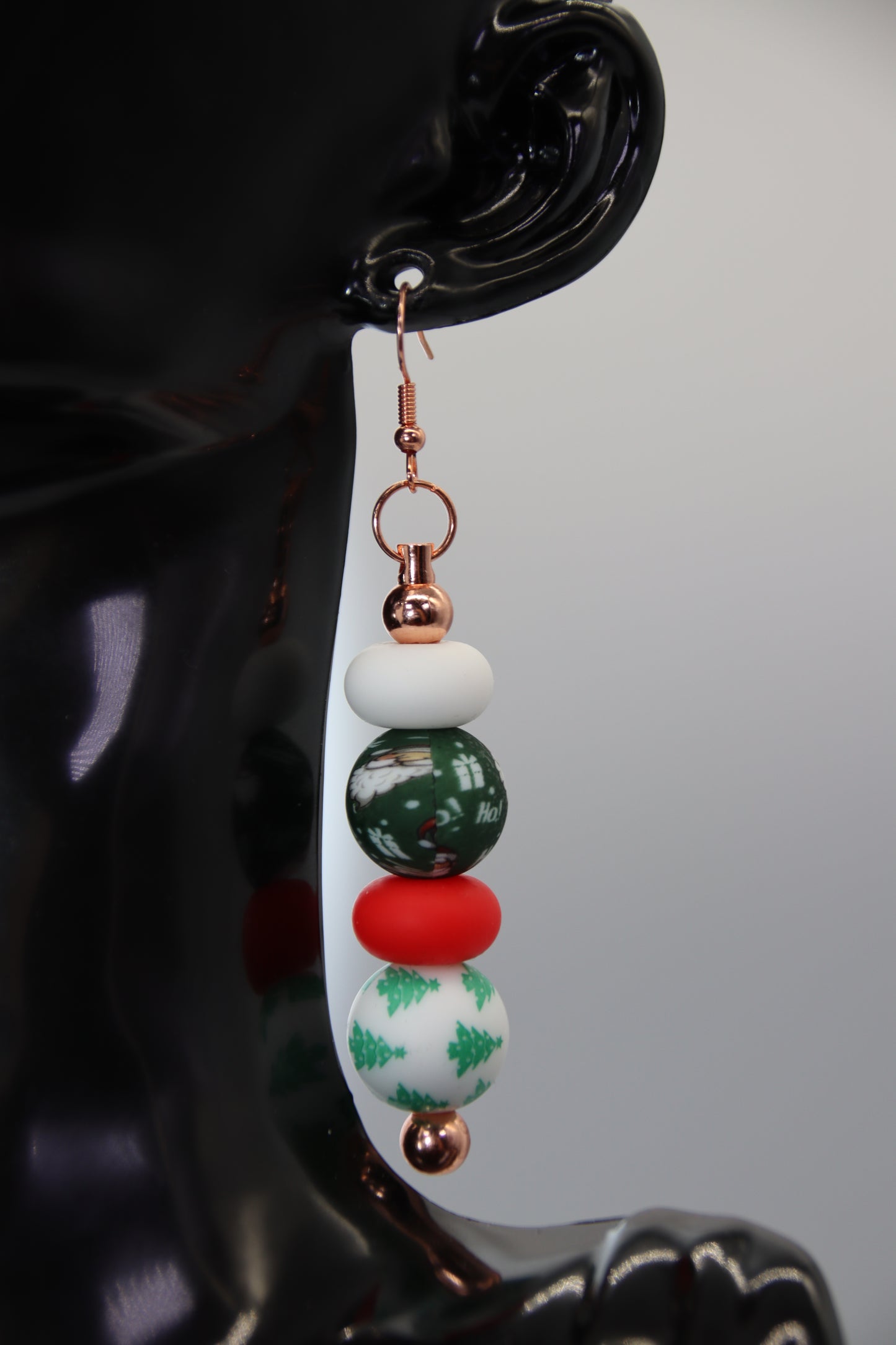 Christmas Theme Earrings, Rose Gold Bar Earrings