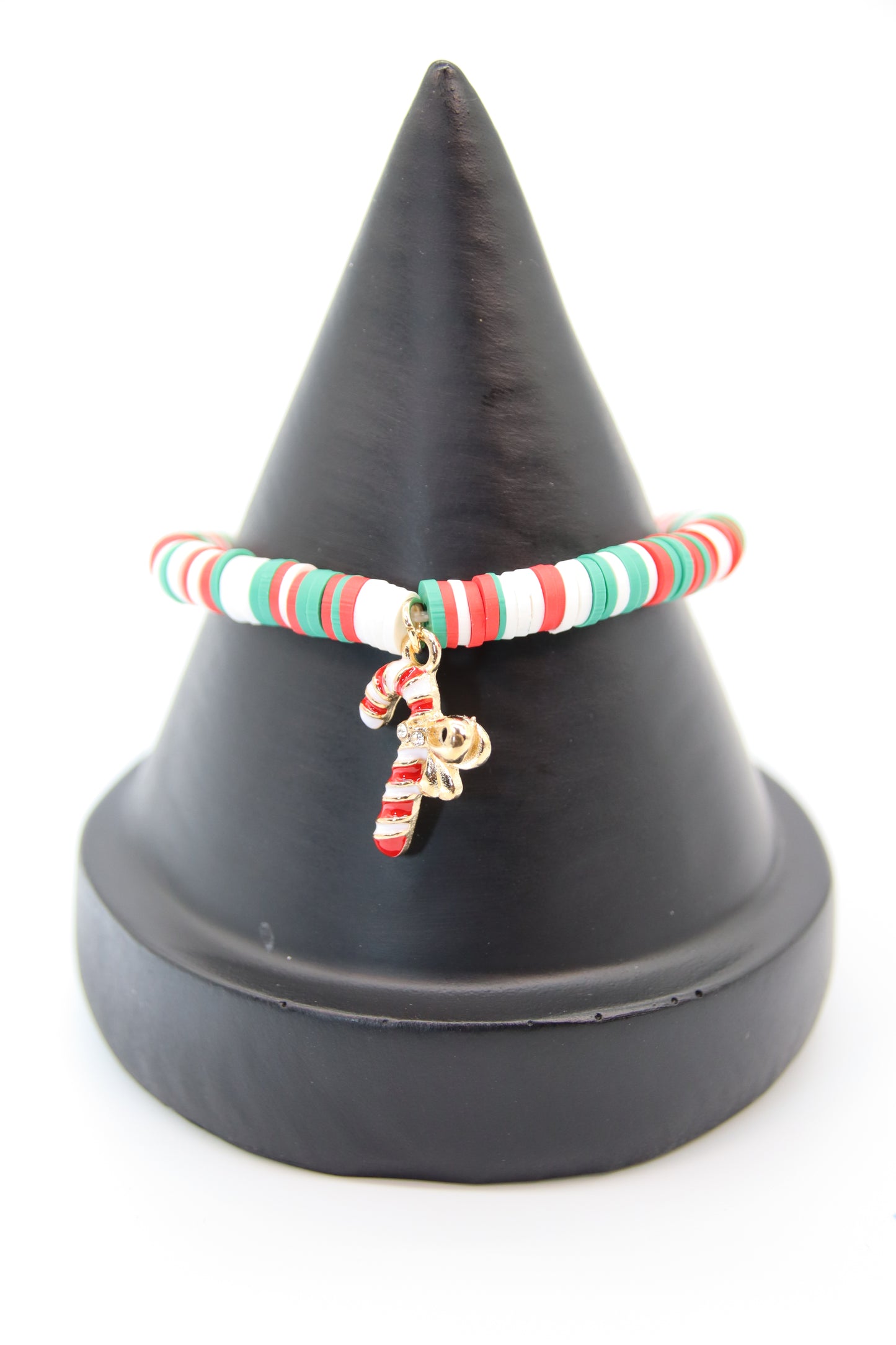 Christmas Bracelet, Childrens Clay Bead with Charm