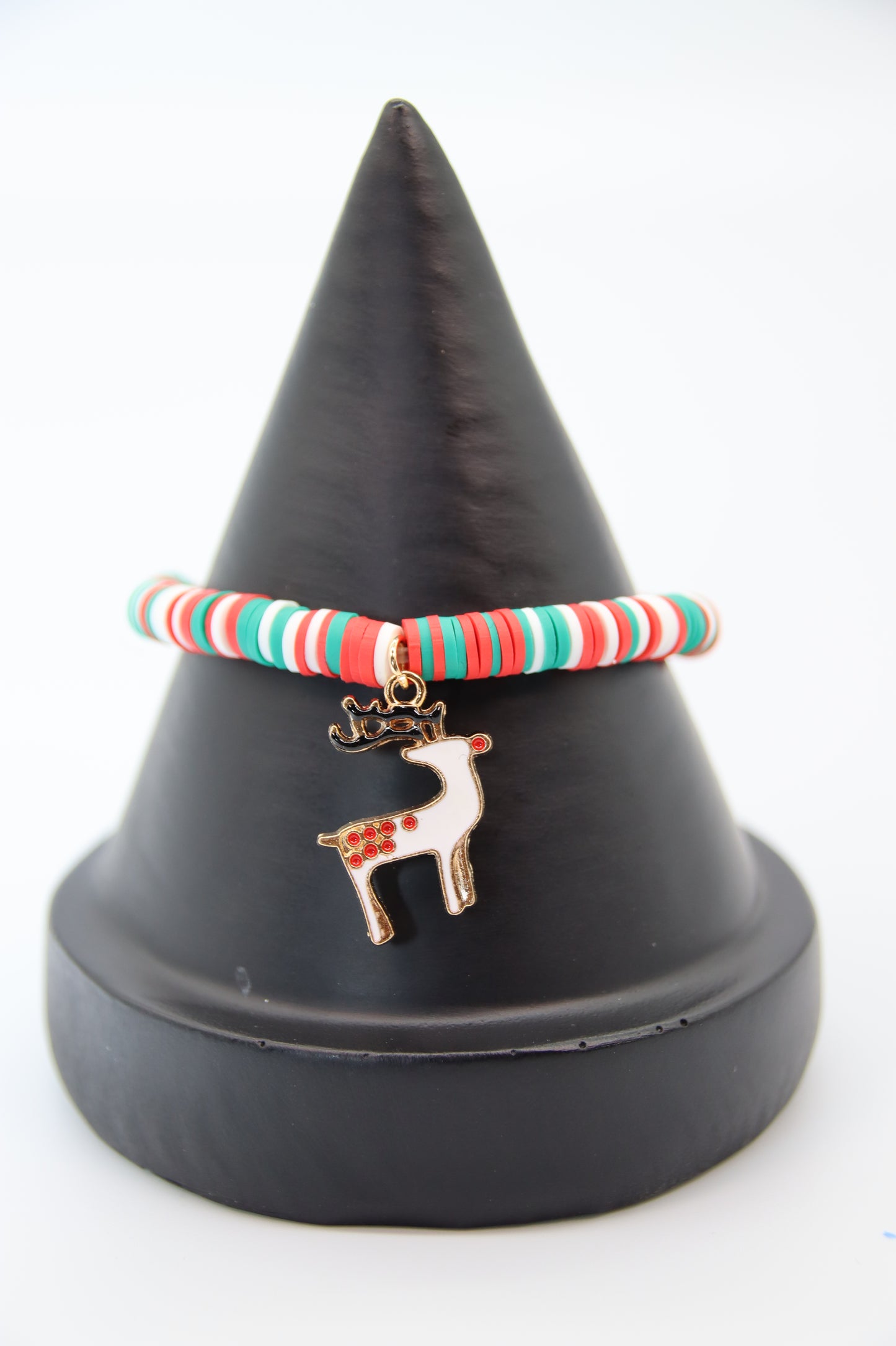 Christmas Bracelet, Childrens Clay Bead with Charm