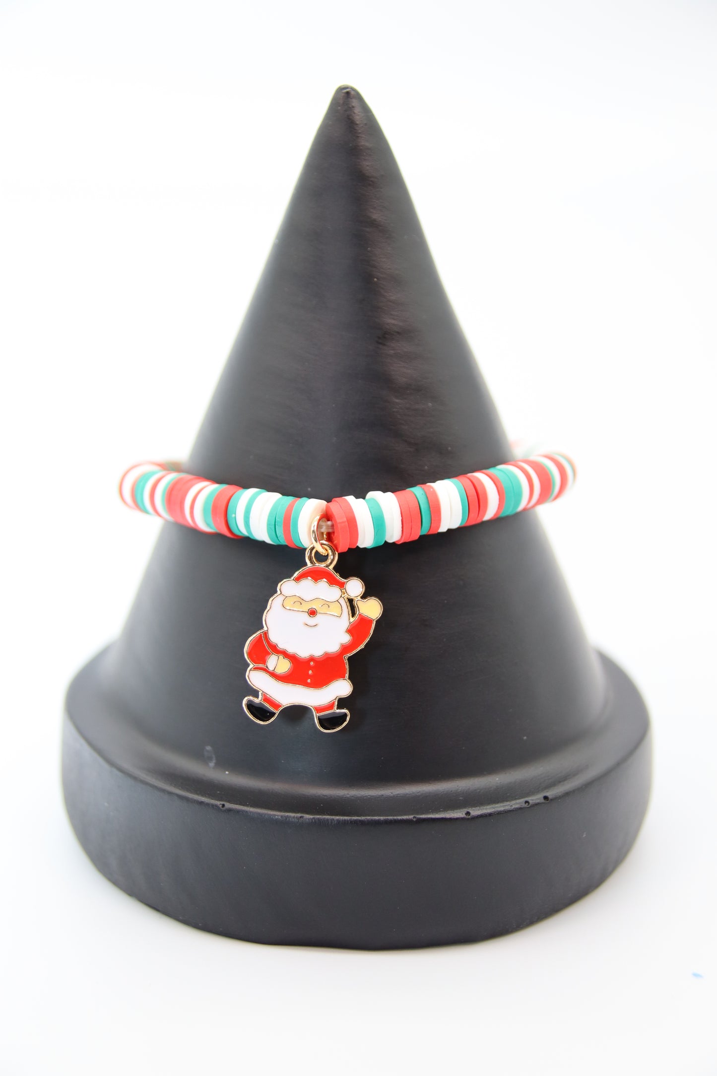 Christmas Bracelet, Childrens Clay Bead with Charm