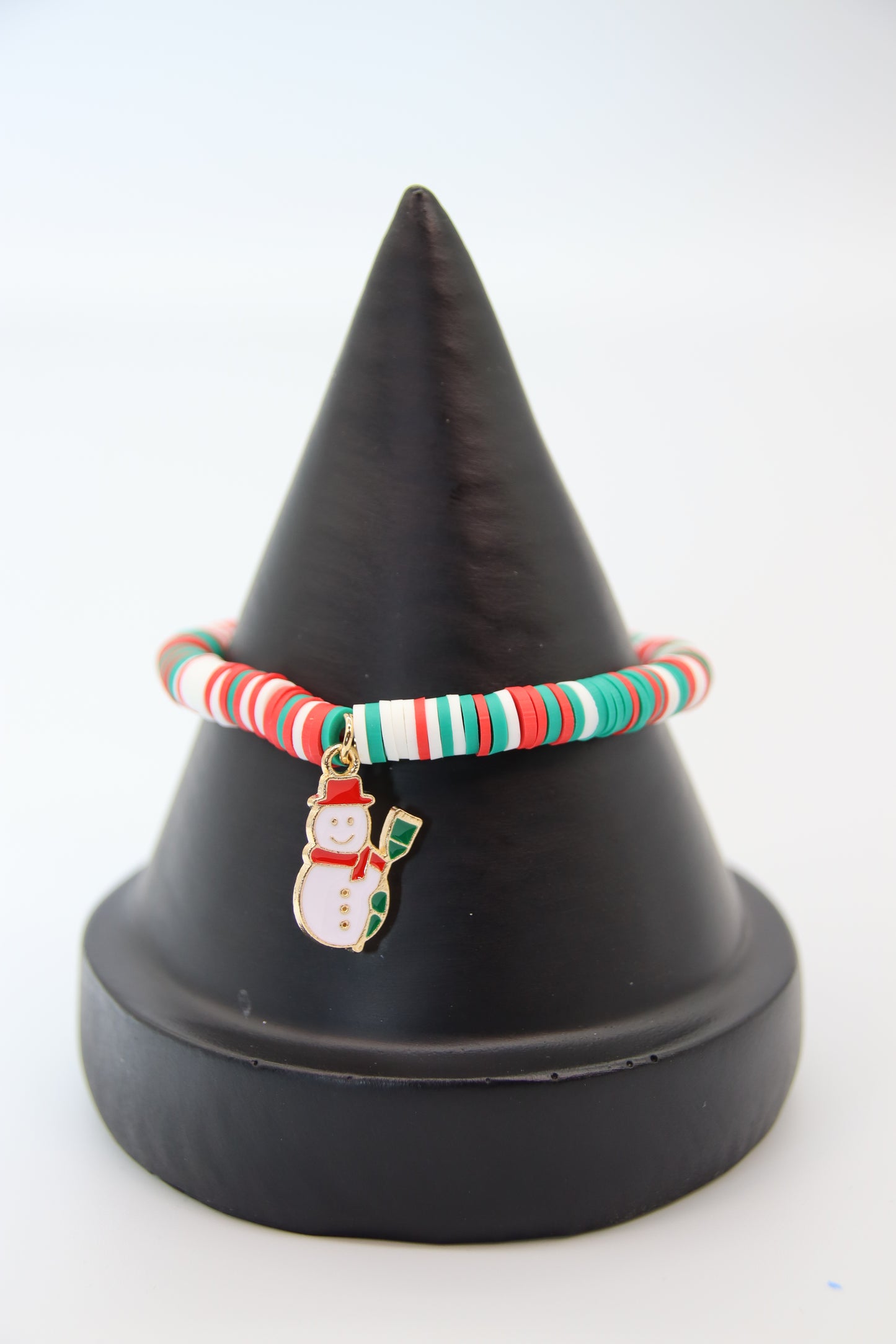 Christmas Bracelet, Childrens Clay Bead with Charm