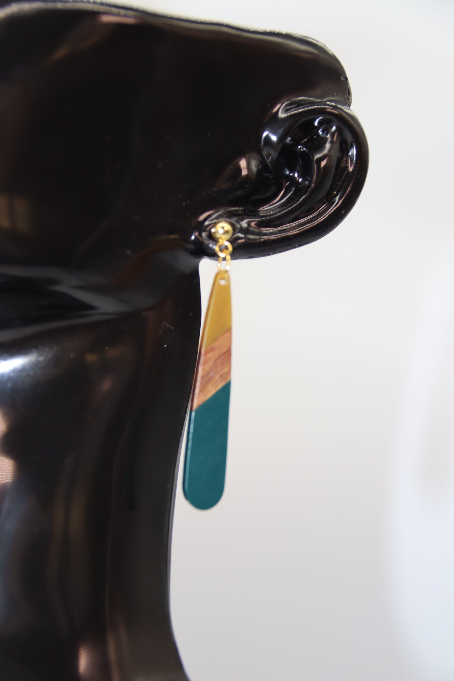 Bohemian Style Resin/Wood Teardrop Earrings
