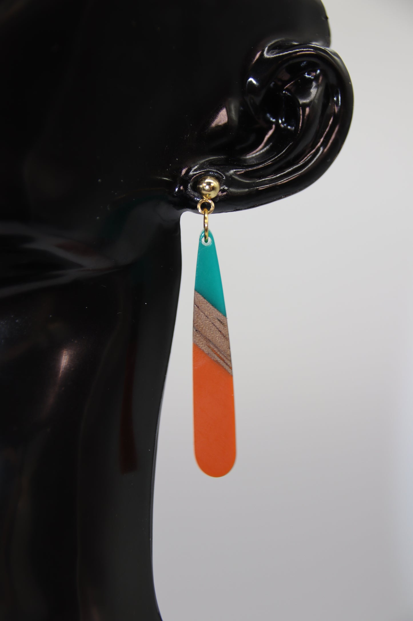 Bohemian Style Resin/Wood Teardrop Earrings