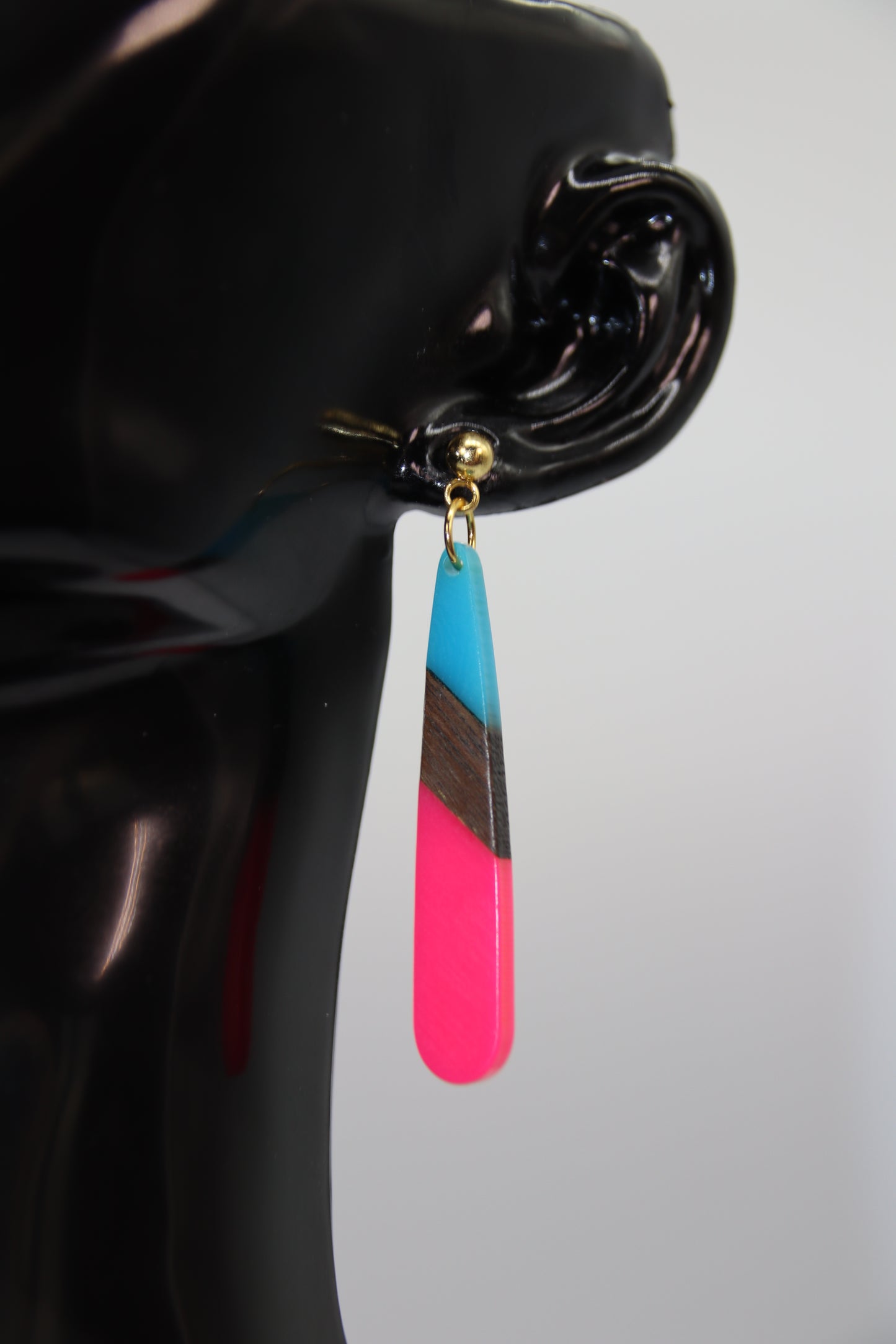Bohemian Style Resin/Wood Teardrop Earrings