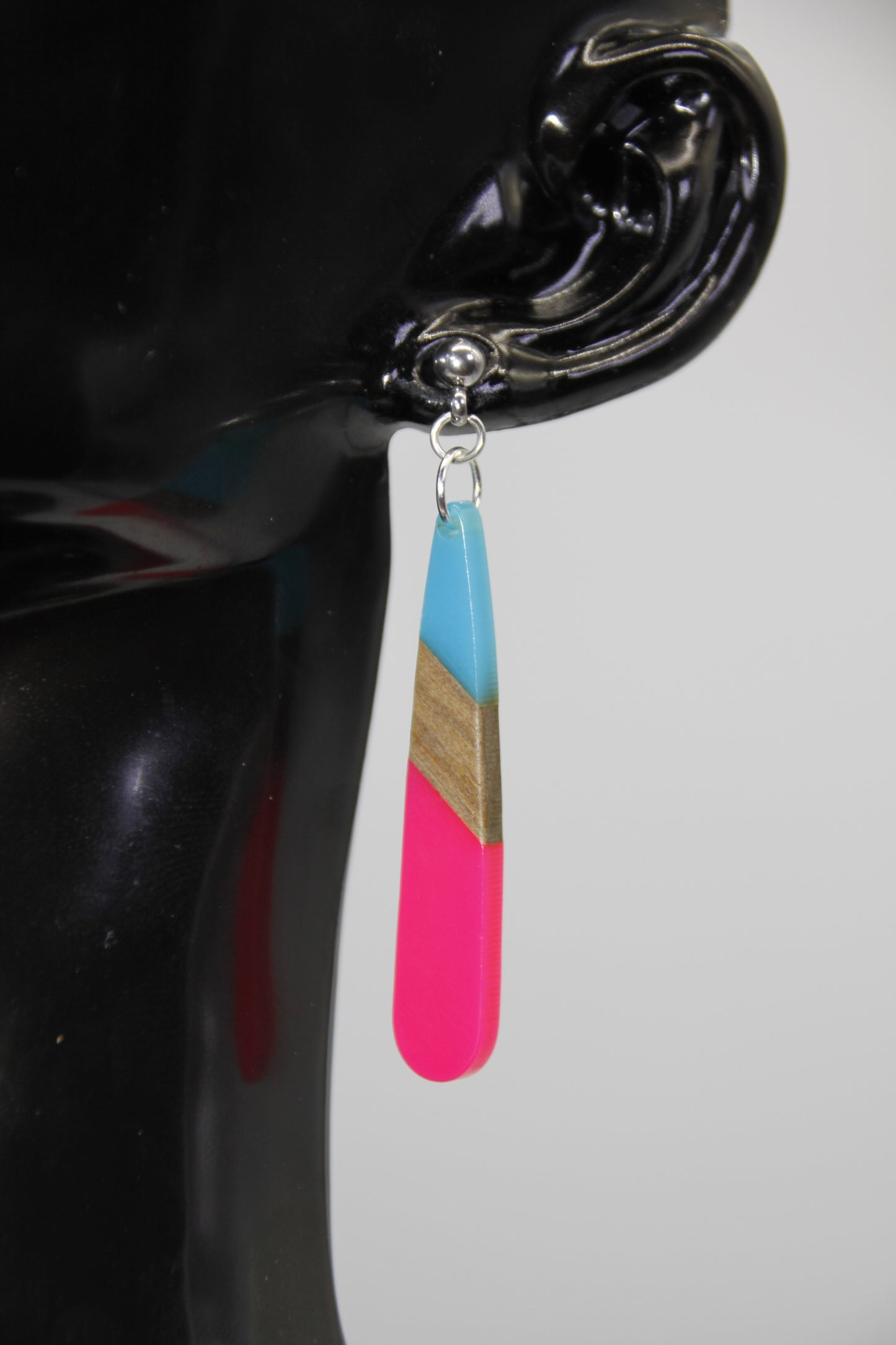 Bohemian Style Resin/Wood Teardrop Earrings