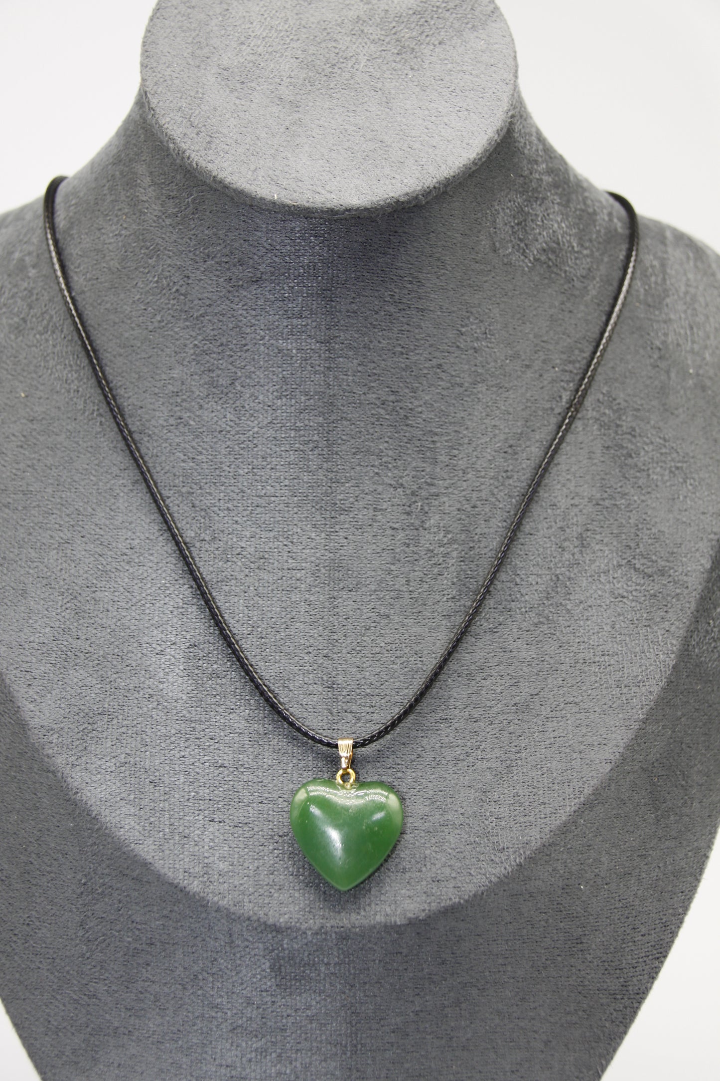 Heart Glass Stone, Leather Necklace (various colours)