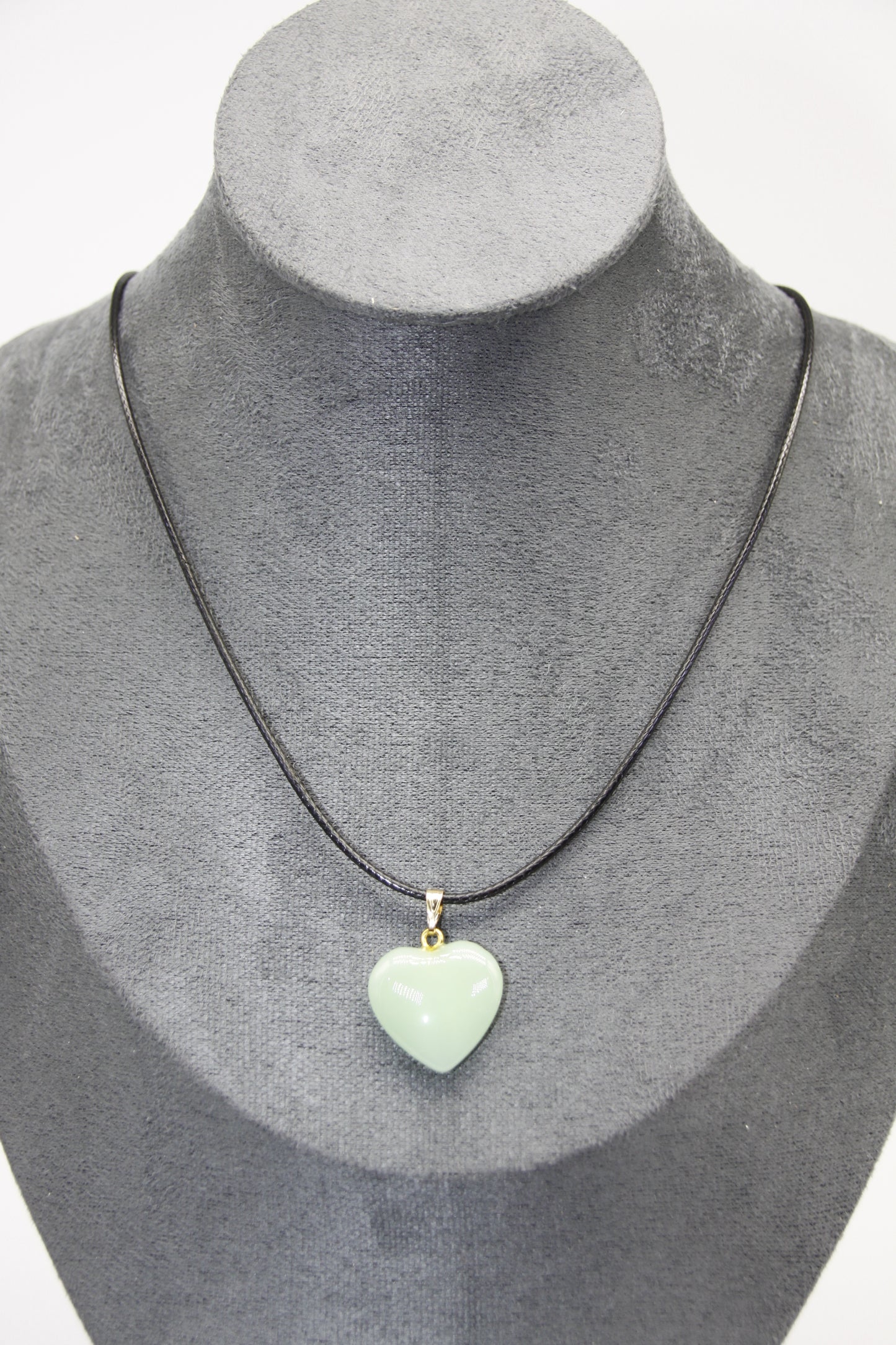 Heart Glass Stone, Leather Necklace (various colours)