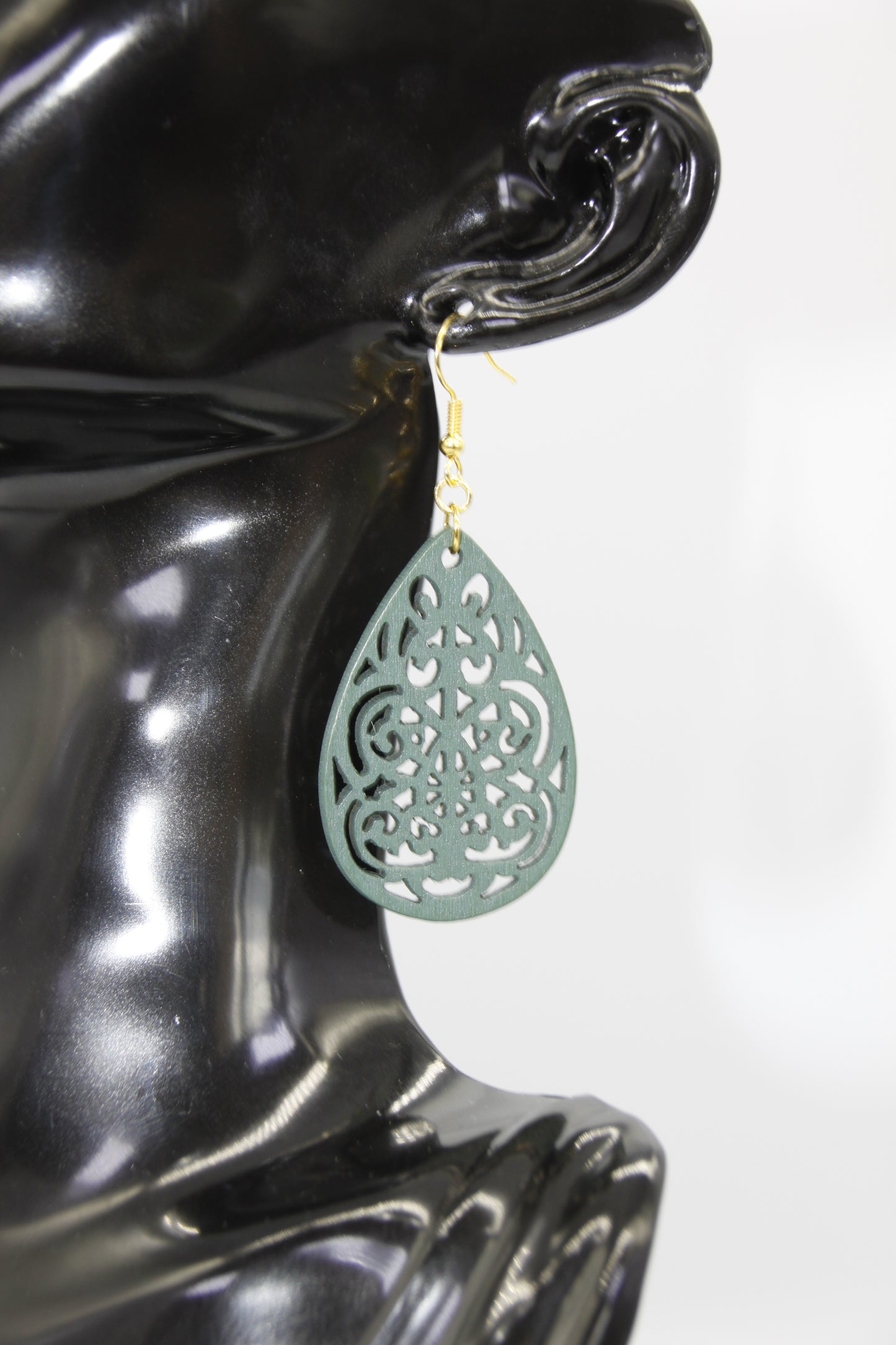 Teardrop Hollowed-Out Wood, Mixed Colour, Earrings