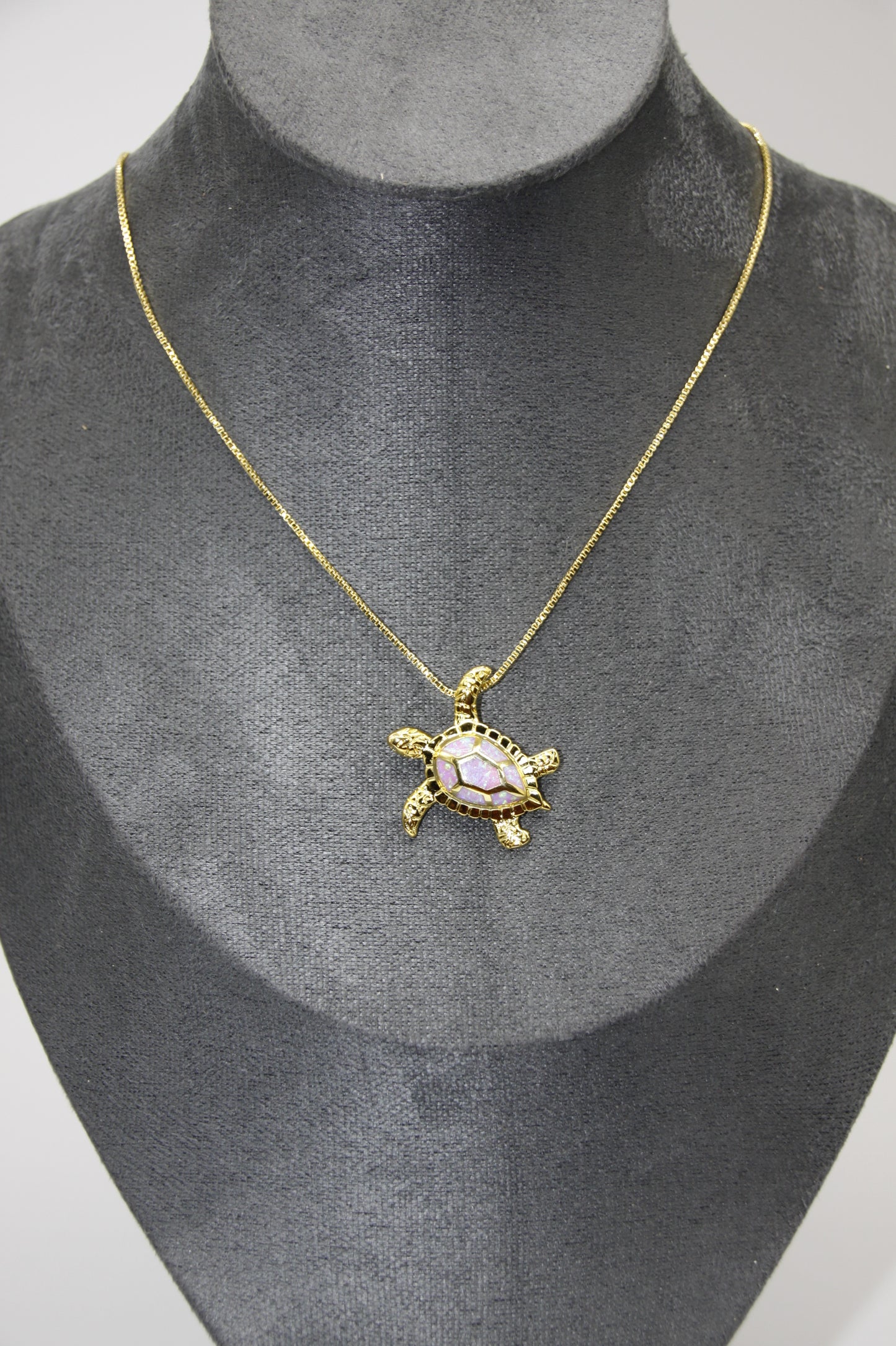 Ocean Turtle, Opal Inlaid, 18k Gold Plated Necklace with Charm