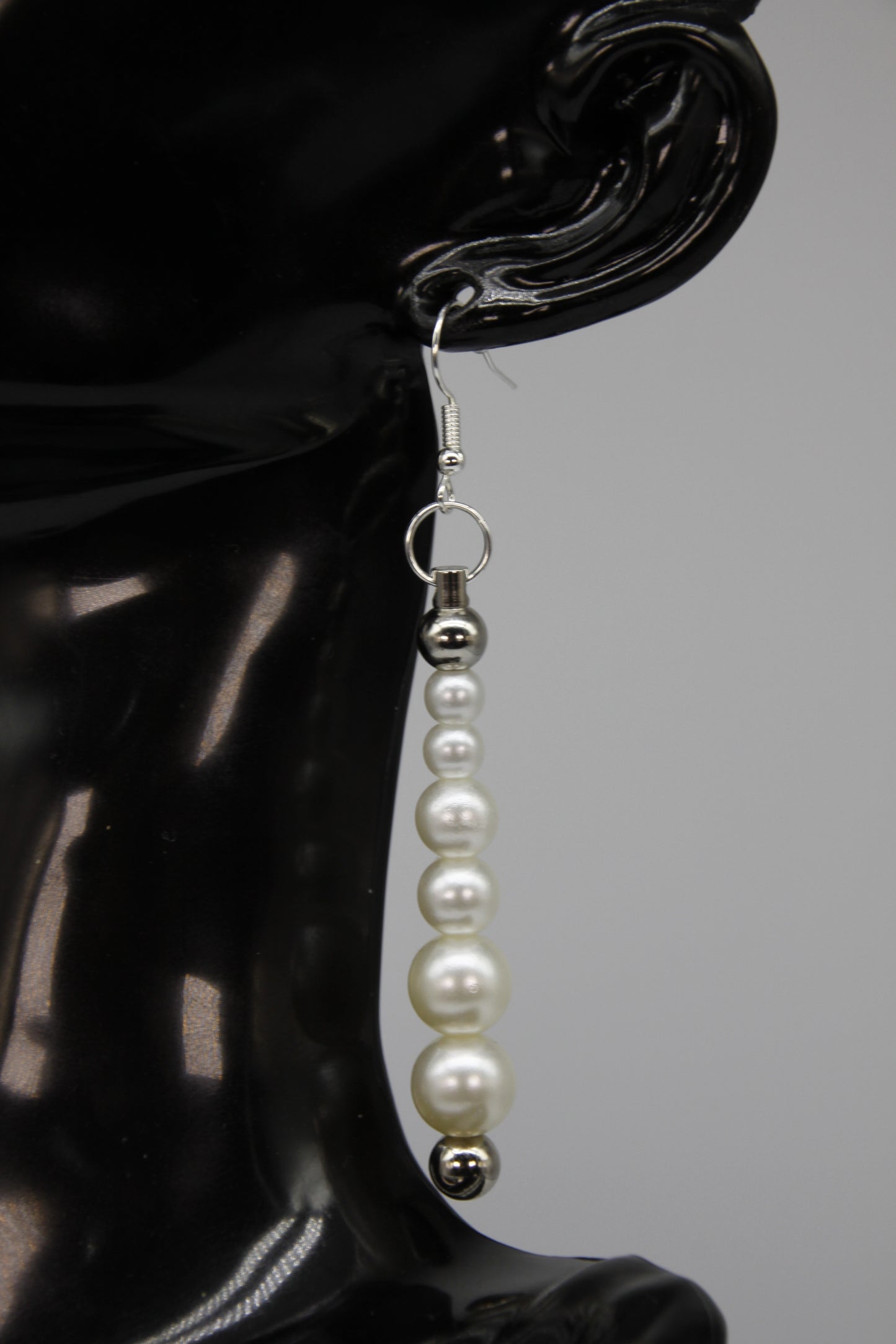 Faux Pearl, Shephard Bar Earrings (Gold, Rose Gold, Silver)