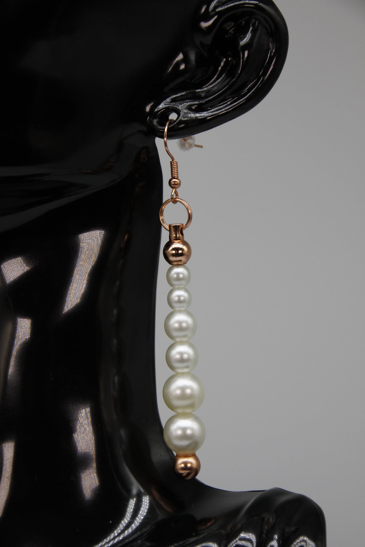 Faux Pearl, Shephard Bar Earrings (Gold, Rose Gold, Silver)