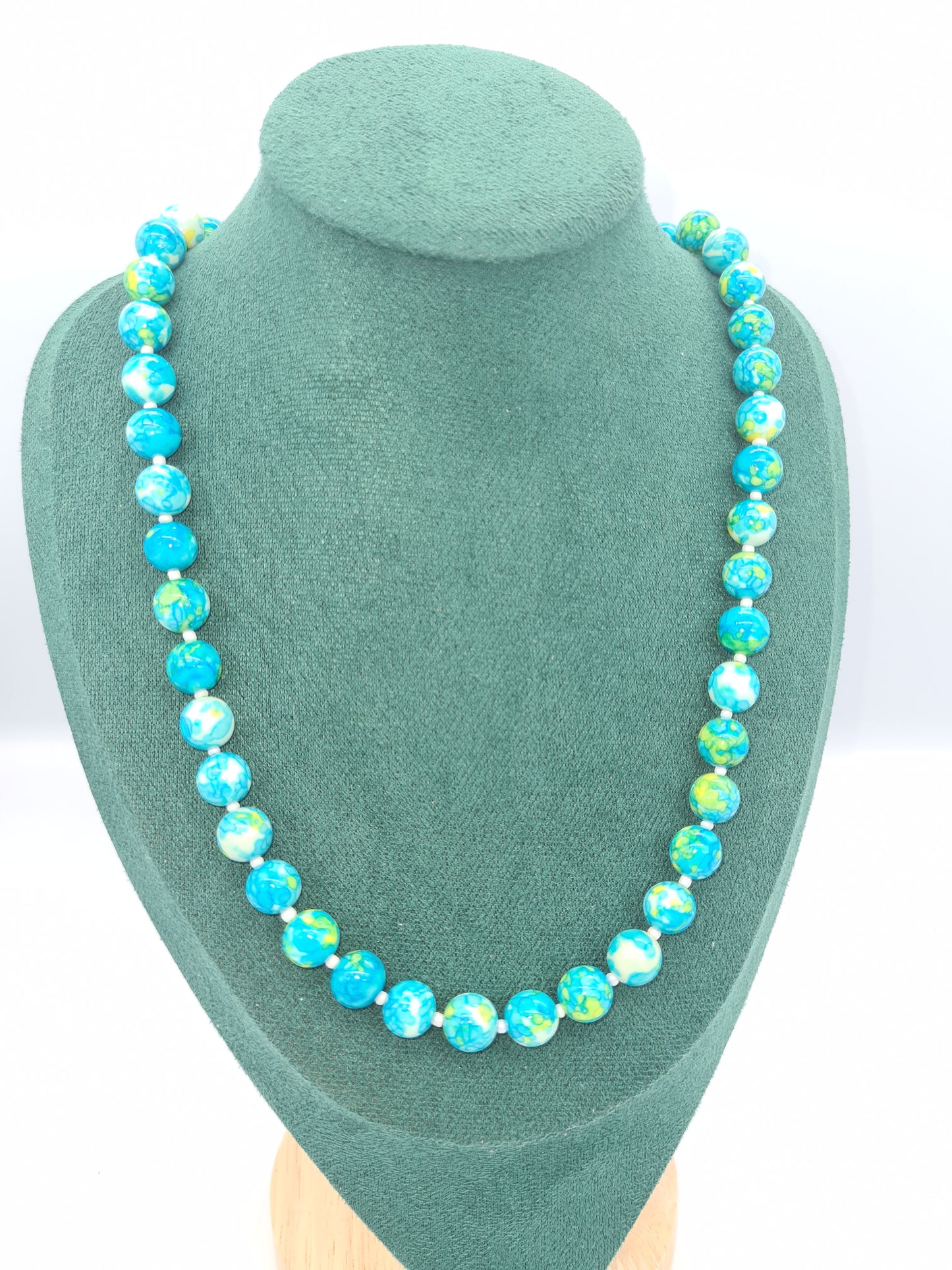 Marbelised Blue/Green Necklace, 60cm