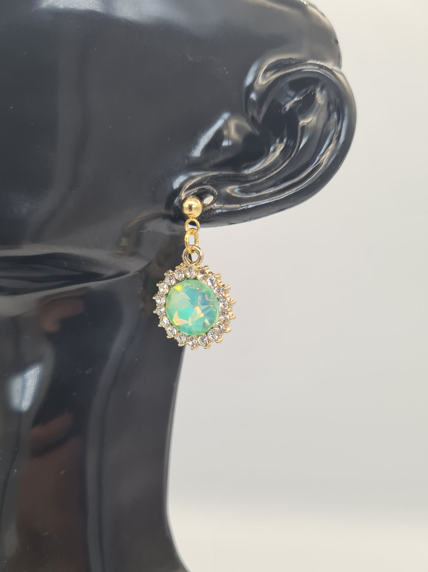 Rhinestone, Flat Round, Mixed Colour, Gold and Silver Stud, Earrings