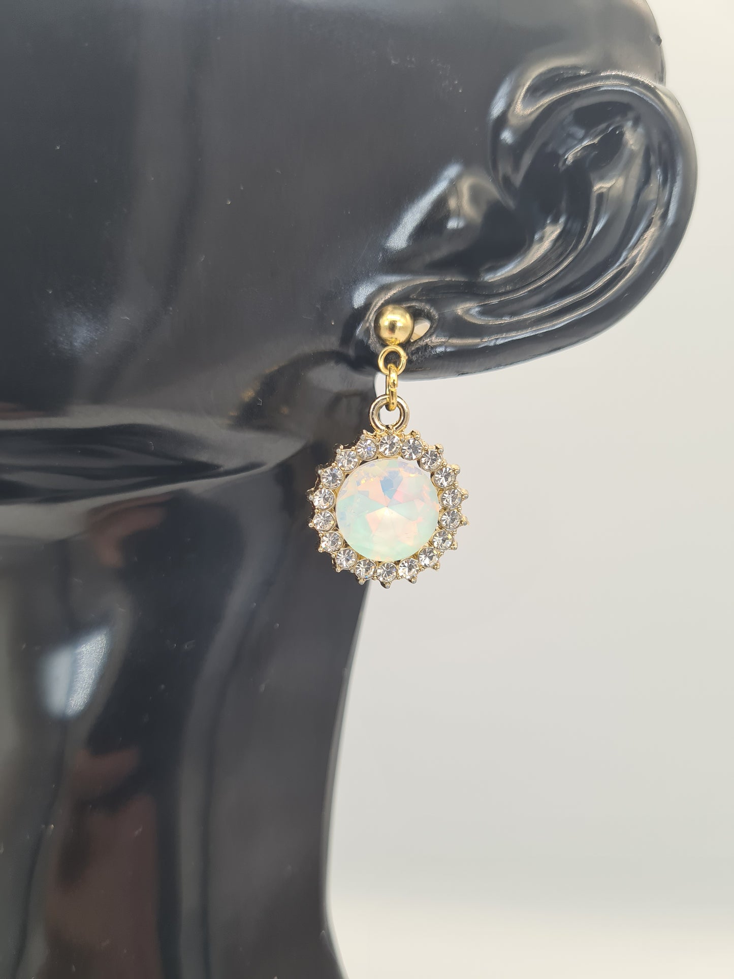 Rhinestone, Flat Round, Mixed Colour, Gold and Silver Stud, Earrings