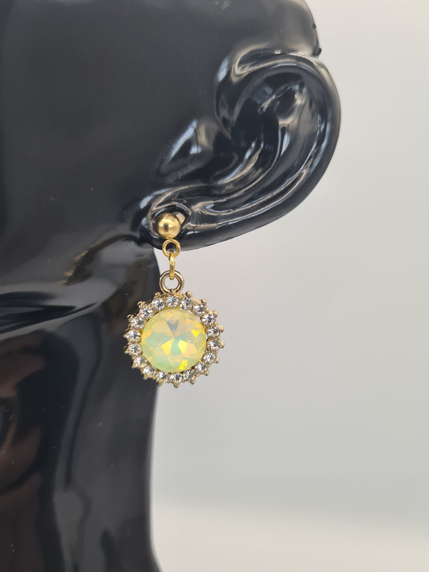 Rhinestone, Flat Round, Mixed Colour, Gold and Silver Stud, Earrings