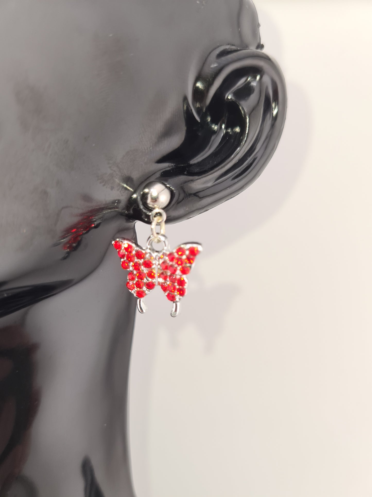 Butterfly, Rhinestone, Mixed Colour, Silver, Studs & Shepherd Hook, Earrings