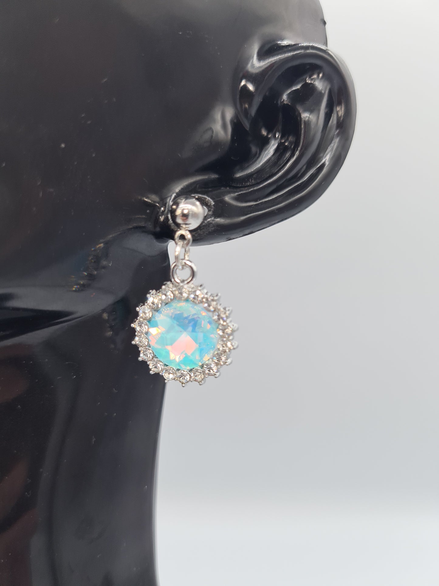 Rhinestone, Flat Round, Mixed Colour, Gold and Silver Stud, Earrings