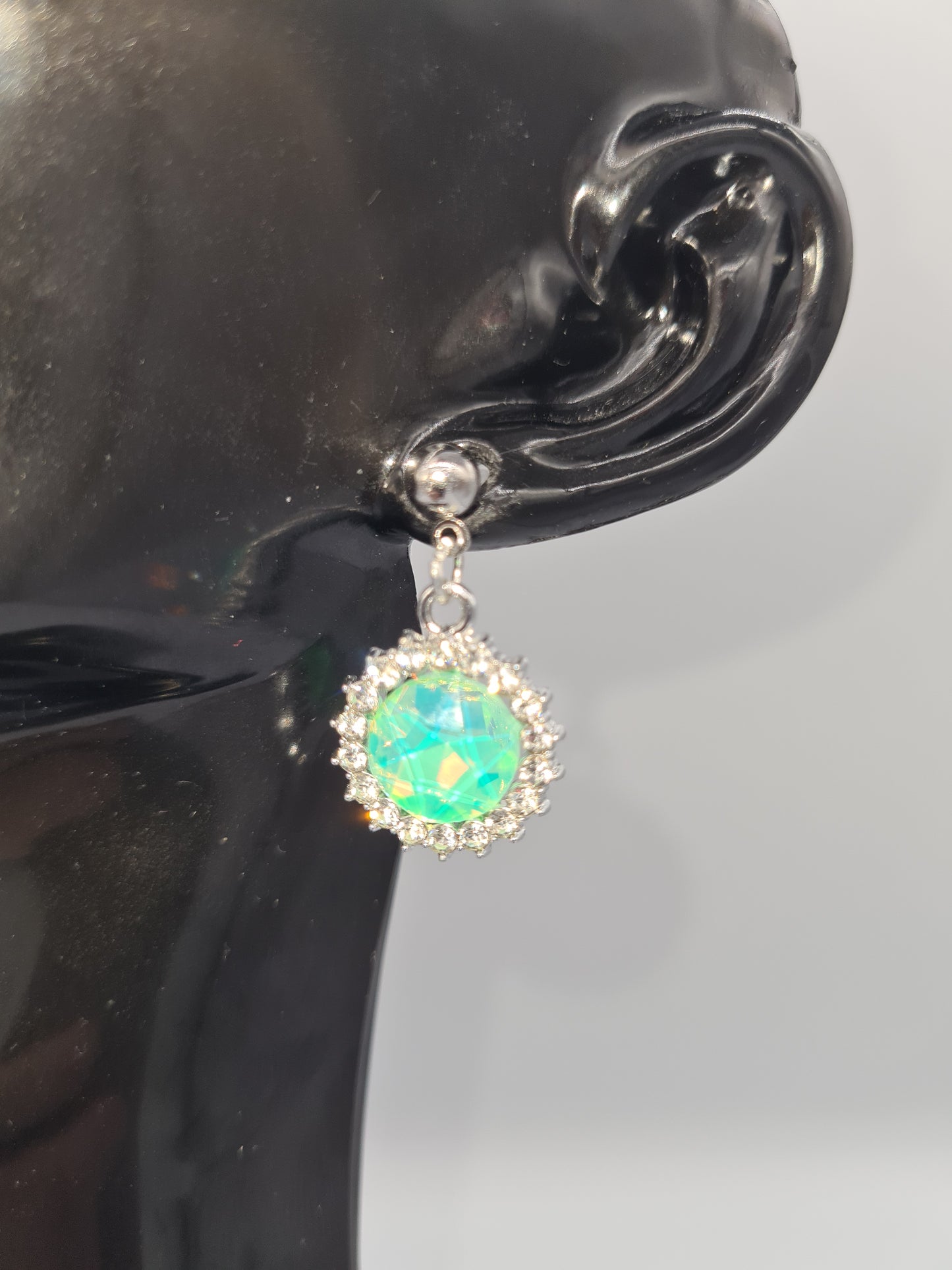 Rhinestone, Flat Round, Mixed Colour, Gold and Silver Stud, Earrings