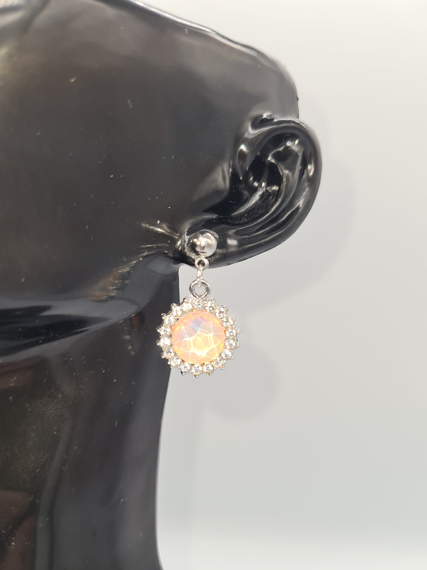 Rhinestone, Flat Round, Mixed Colour, Gold and Silver Stud, Earrings