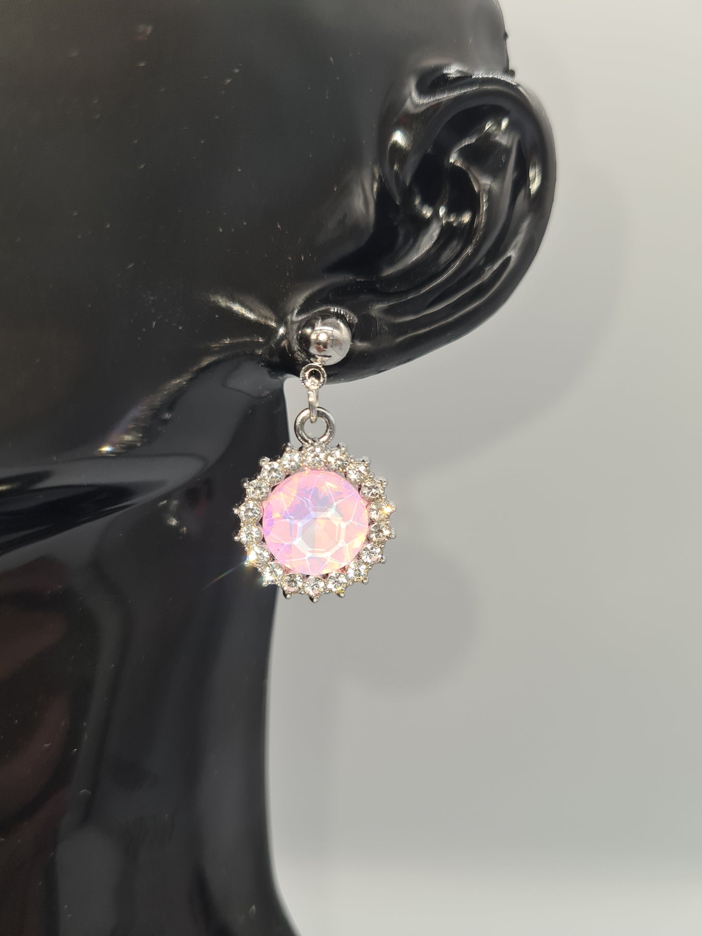Rhinestone, Flat Round, Mixed Colour, Gold and Silver Stud, Earrings