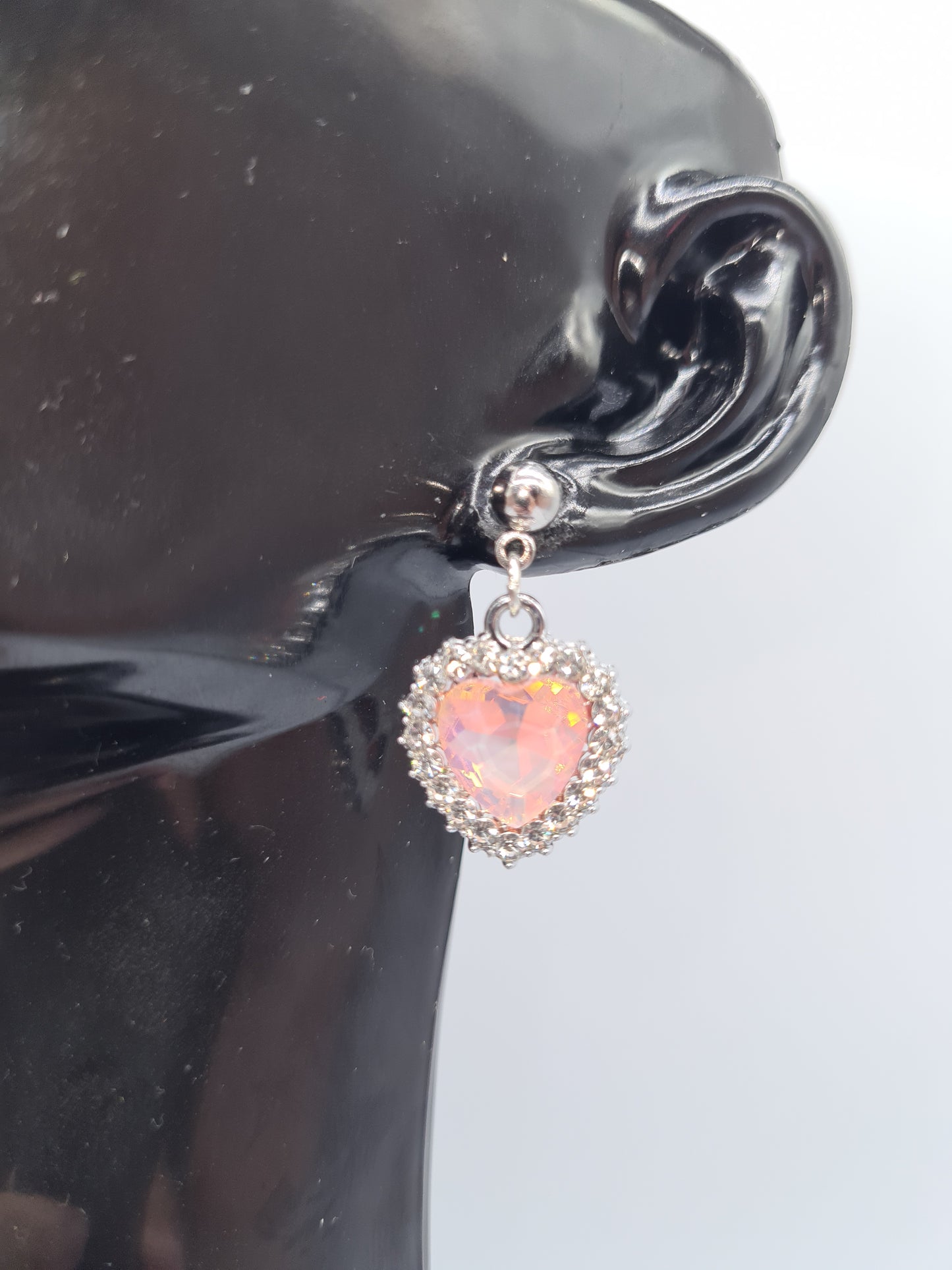 Rhinestone, Hearts, Mixed Colour, Gold and Silver Stud, Earrings