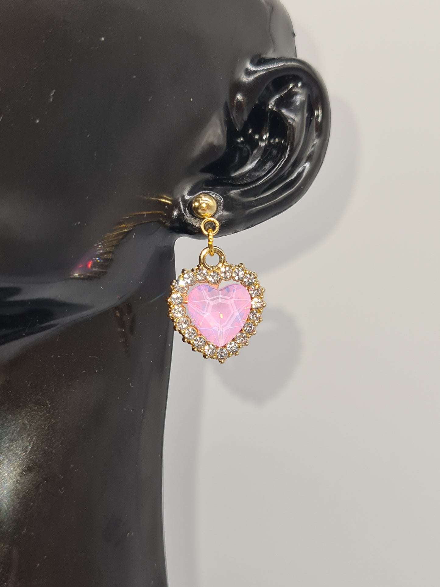 Rhinestone, Hearts, Mixed Colour, Gold and Silver Stud, Earrings