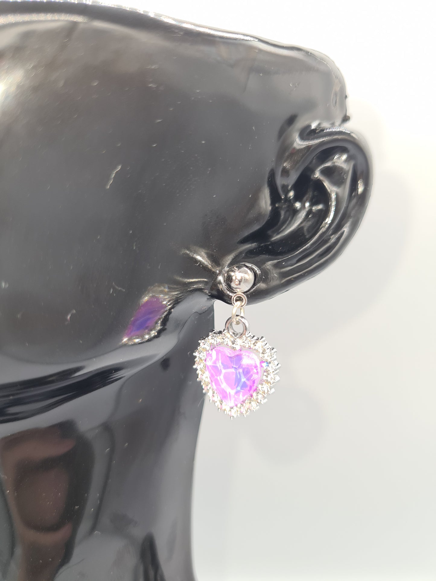 Rhinestone, Hearts, Mixed Colour, Gold and Silver Stud, Earrings