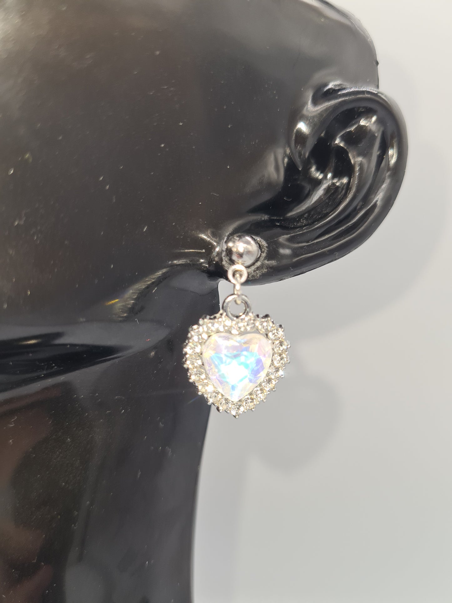 Rhinestone, Hearts, Mixed Colour, Gold and Silver Stud, Earrings