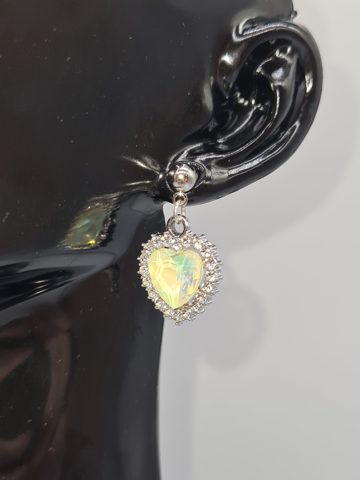 Rhinestone, Hearts, Mixed Colour, Gold and Silver Stud, Earrings