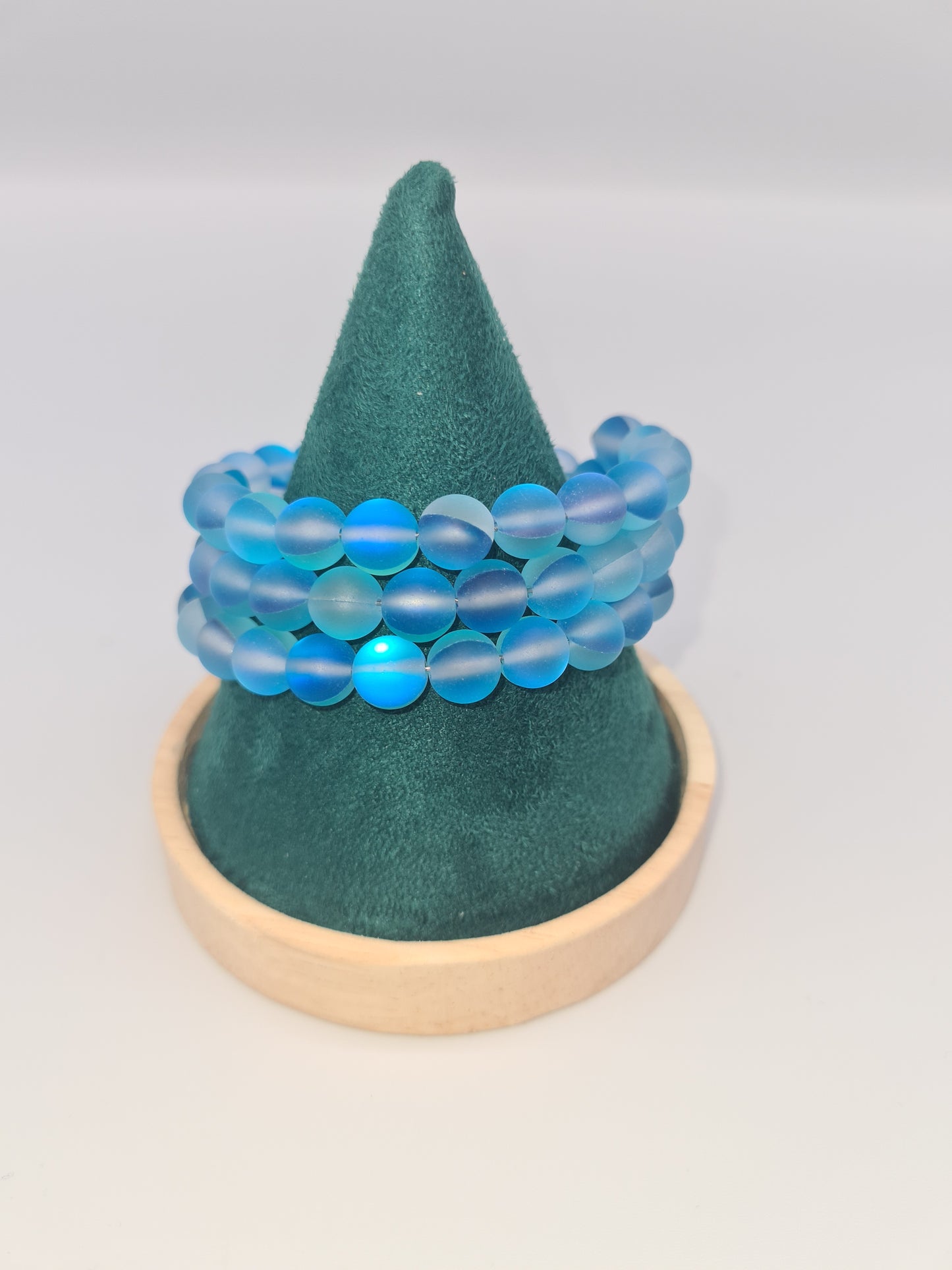 Moonstone Memory Bracelet, Multi-strand (Blue, Purple and White)