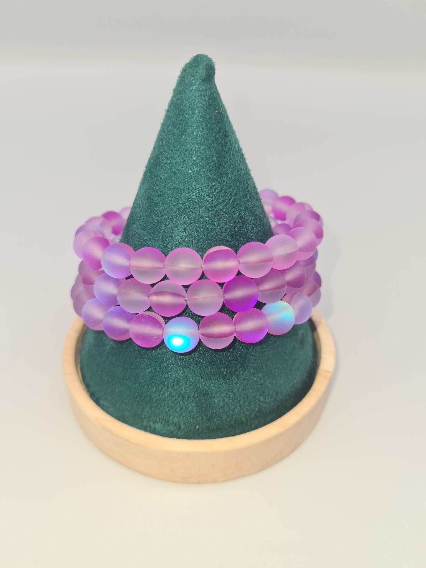 Moonstone Memory Bracelet, Multi-strand (Blue, Purple and White)