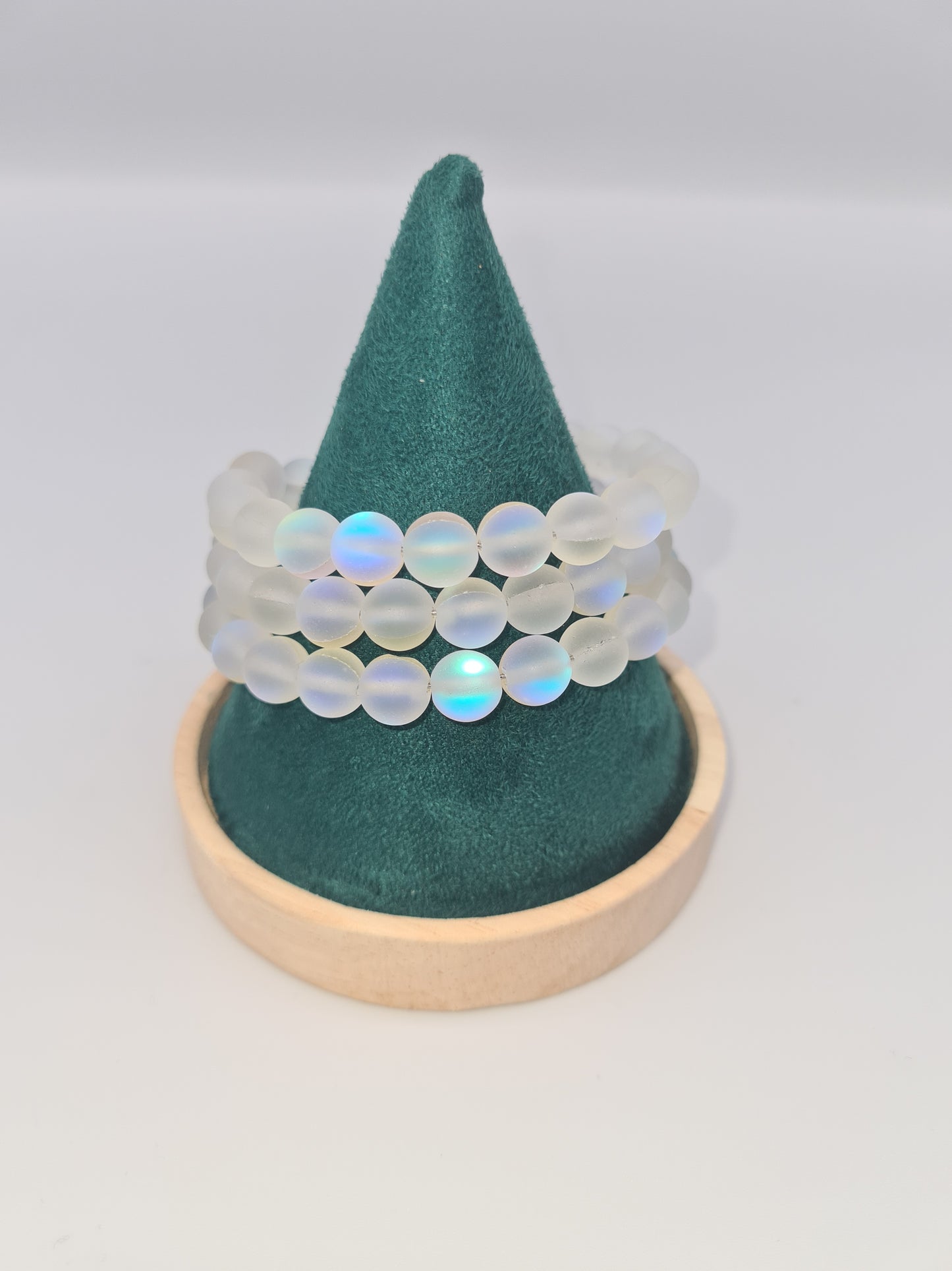 Moonstone Memory Bracelet, Multi-strand (Blue, Purple and White)