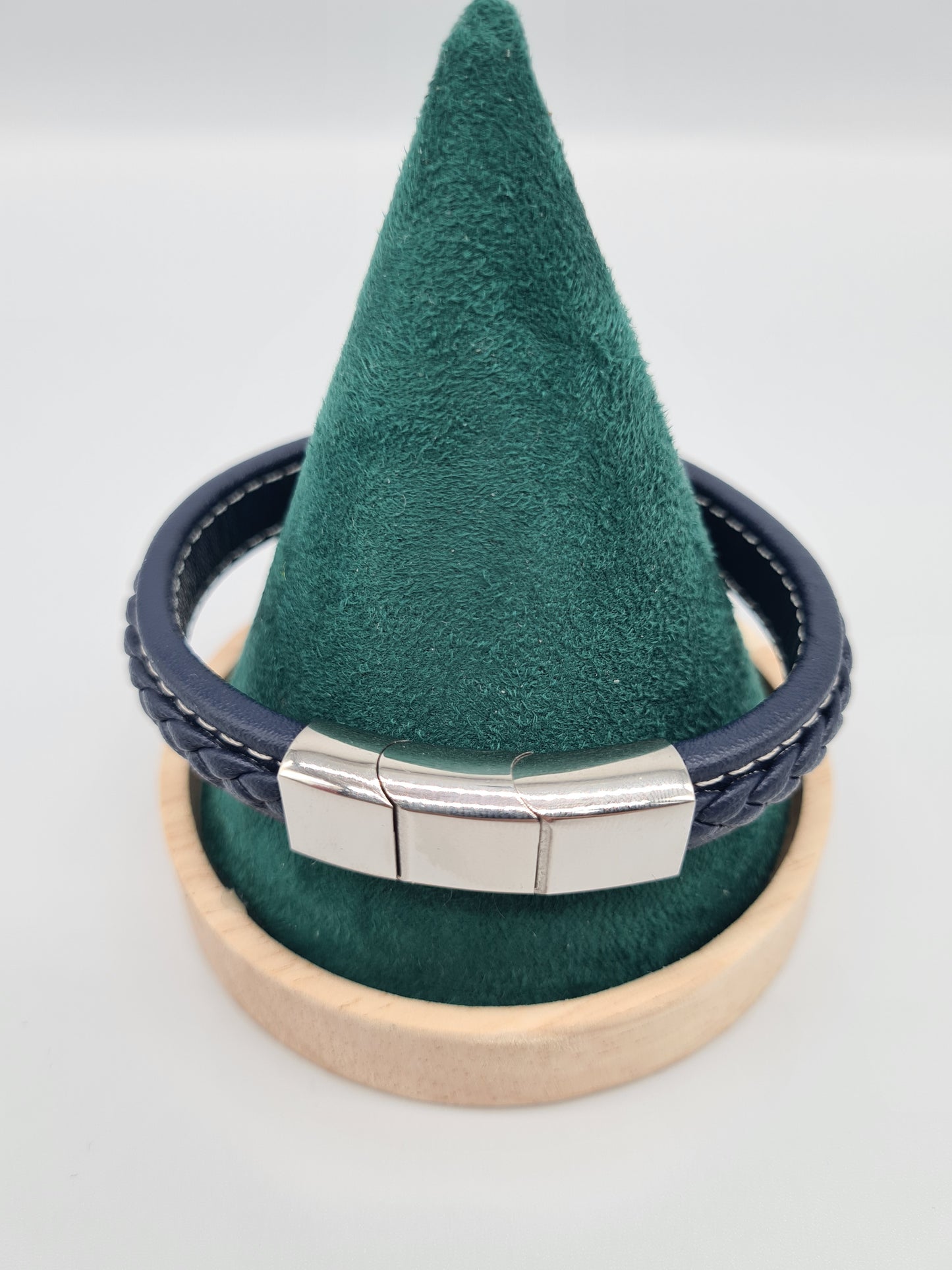 Bracelet, Braided Leather, 304 Stainless Magnetic Clasp