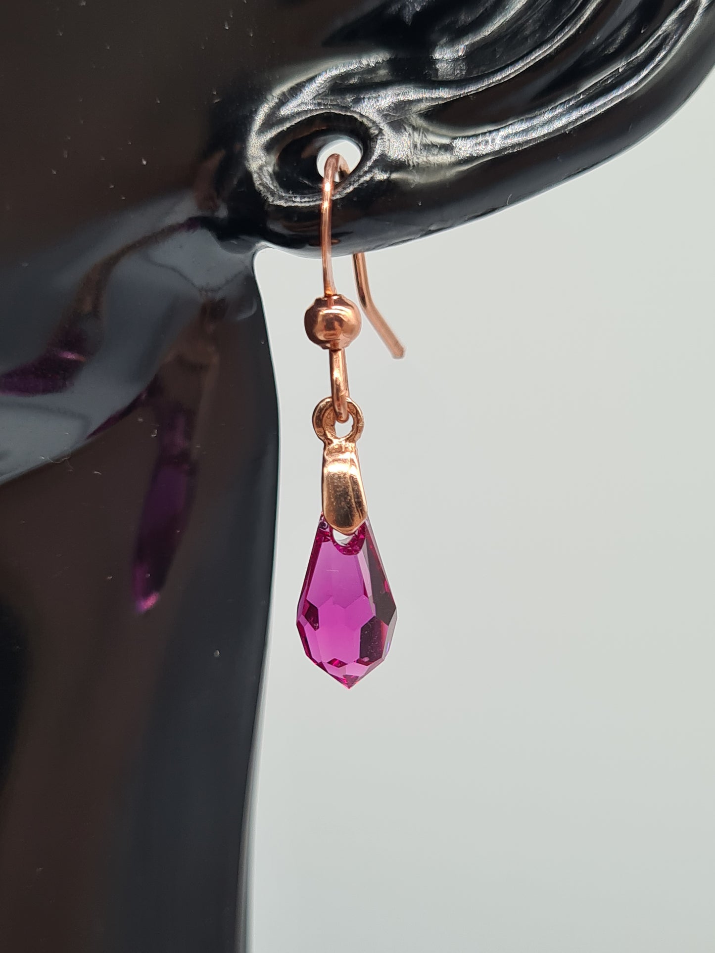 Swarovski Crystal, Earrings, Shephard Hook (Rose Gold/Silver)