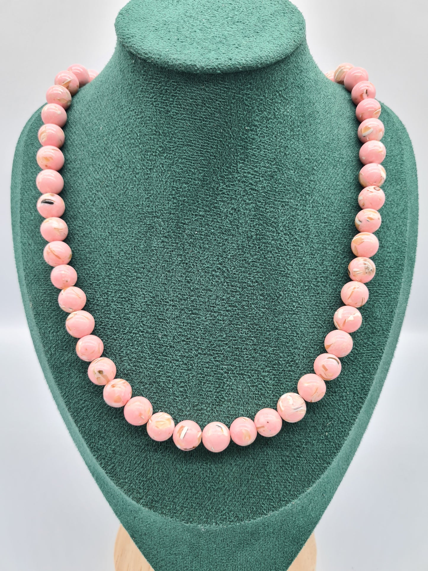 Howlite Shell, Pink, Necklace, Silver, 60cm