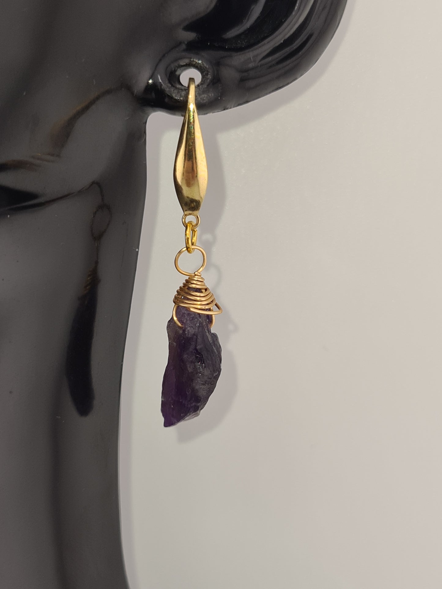 Natural Amethyst with Hook Earrings