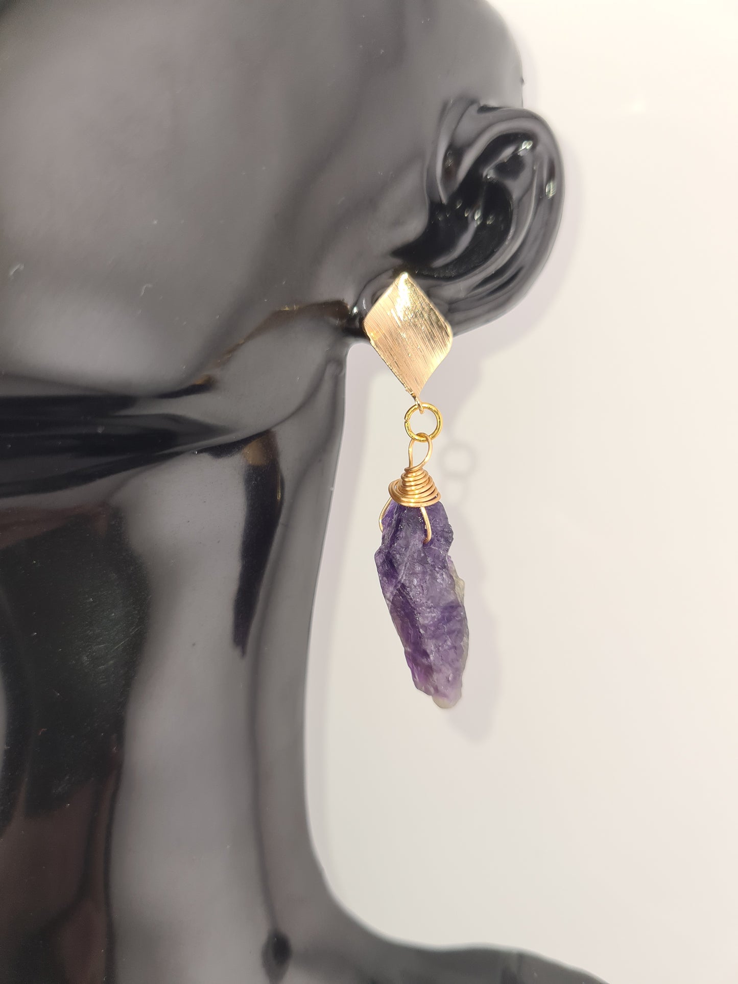Natural Amethyst with Hook Earrings