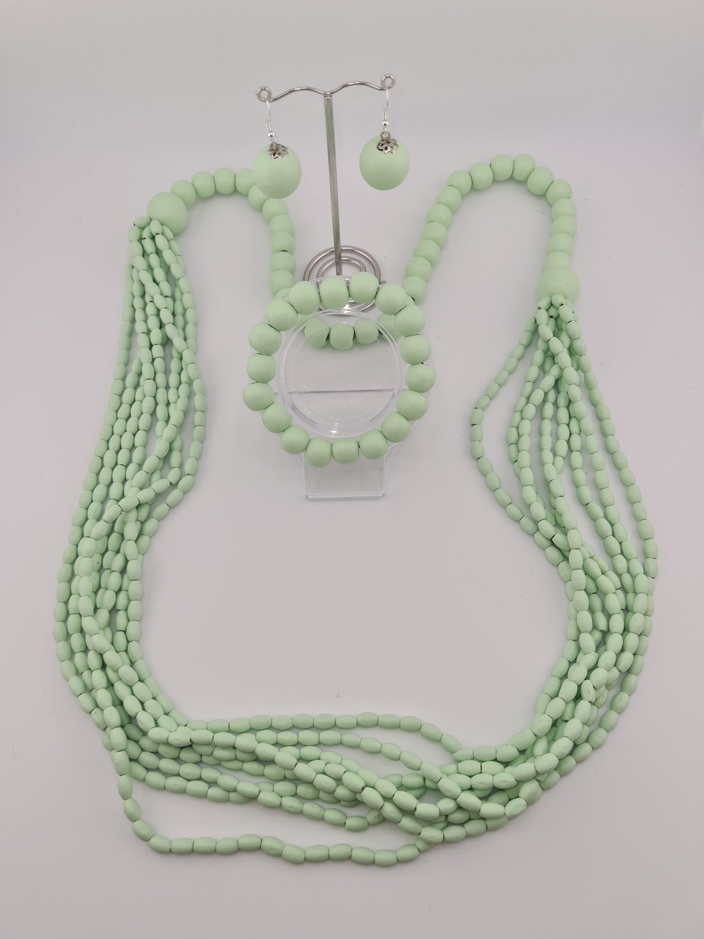 Eco Friendly Wood Package - Necklace, Bracelet & Earrings (various colours)