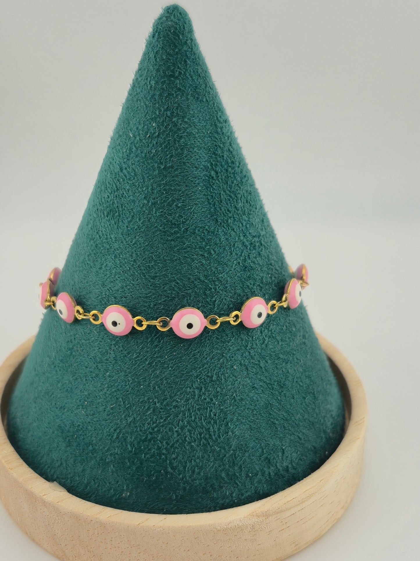 Bracelet, Evil Eye Enamel, Link Chain, 304 Stainless, Mixed Colour