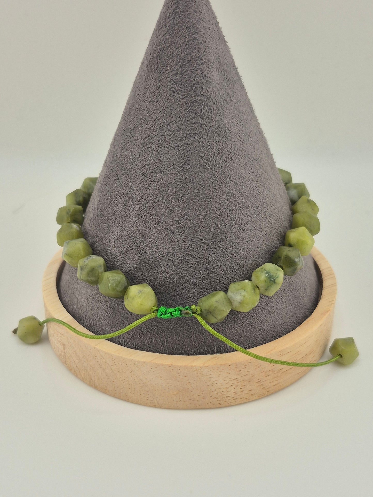 Bracelet, Adjustable, Green Quartz, Faceted