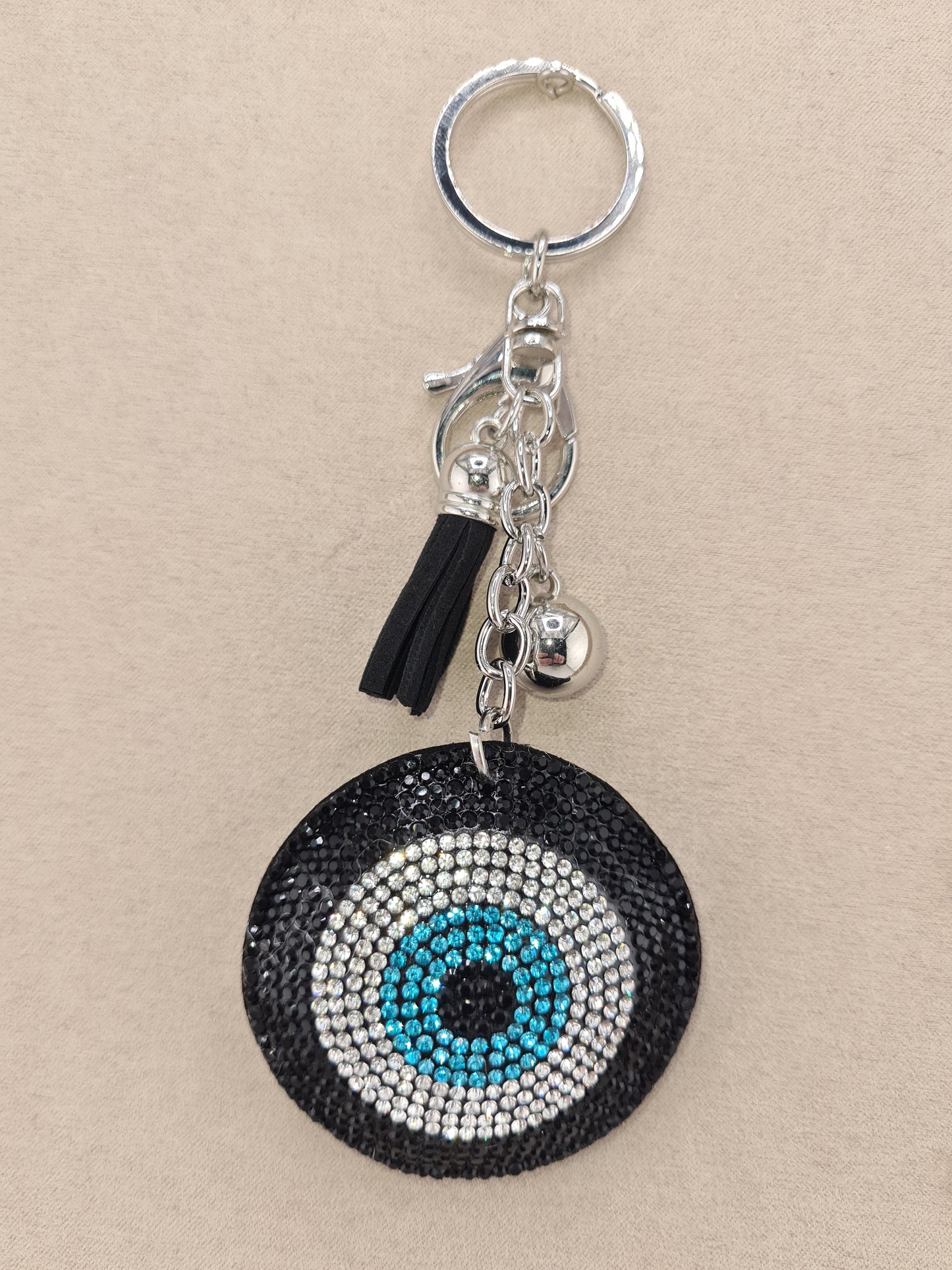 Keychain, Evil Eye, Rhinestone with Tassel, 4 colours