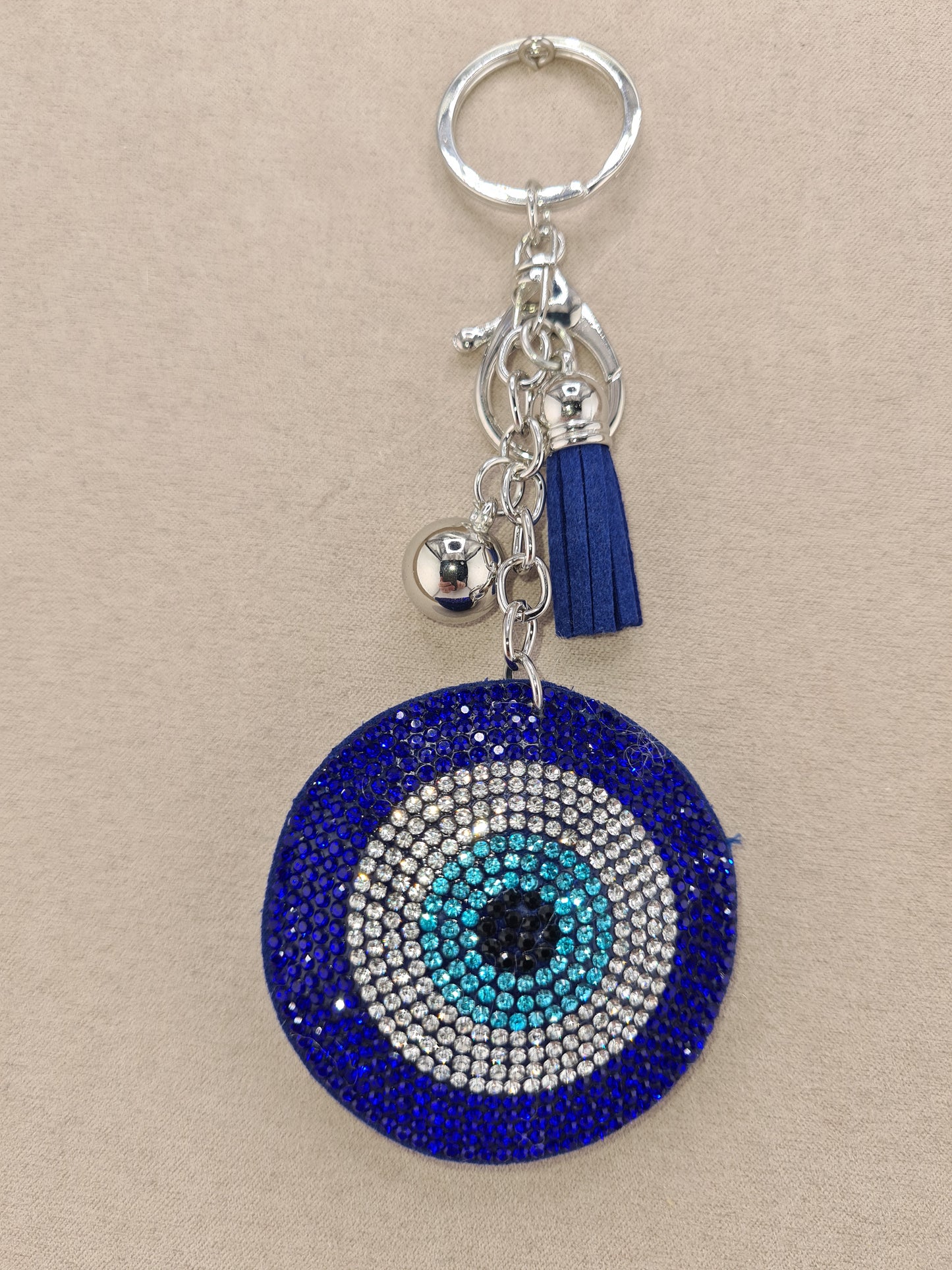 Keychain, Evil Eye, Rhinestone with Tassel, 4 colours