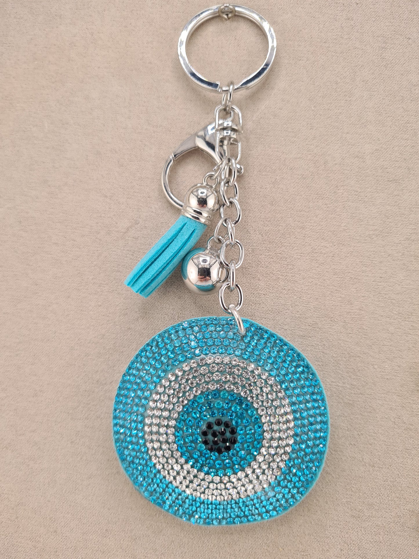 Keychain, Evil Eye, Rhinestone with Tassel, 4 colours